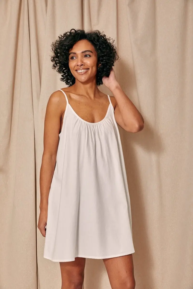 Cotton Modal Swing Chemise in White - Image 5