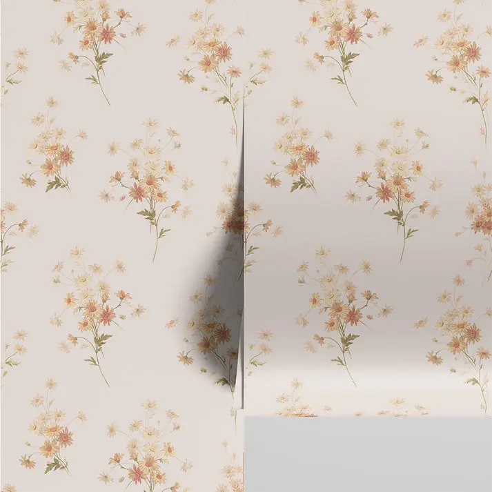 Cream Blush Daisy Bouquet Wallpaper - Image 3