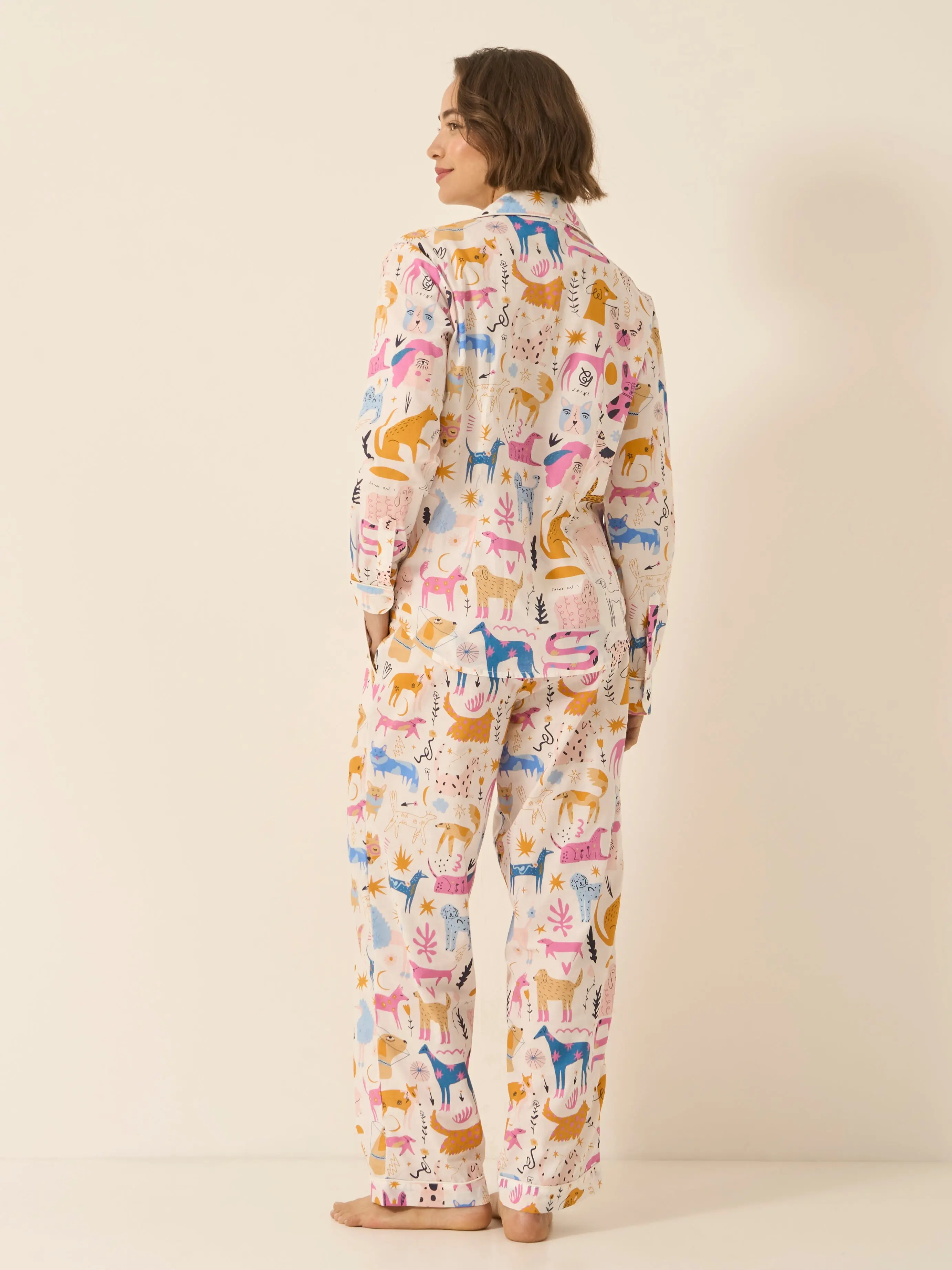 Dog Print Women's Long Sleeve Organic Cotton Pyjama Trouser Set - Image 3
