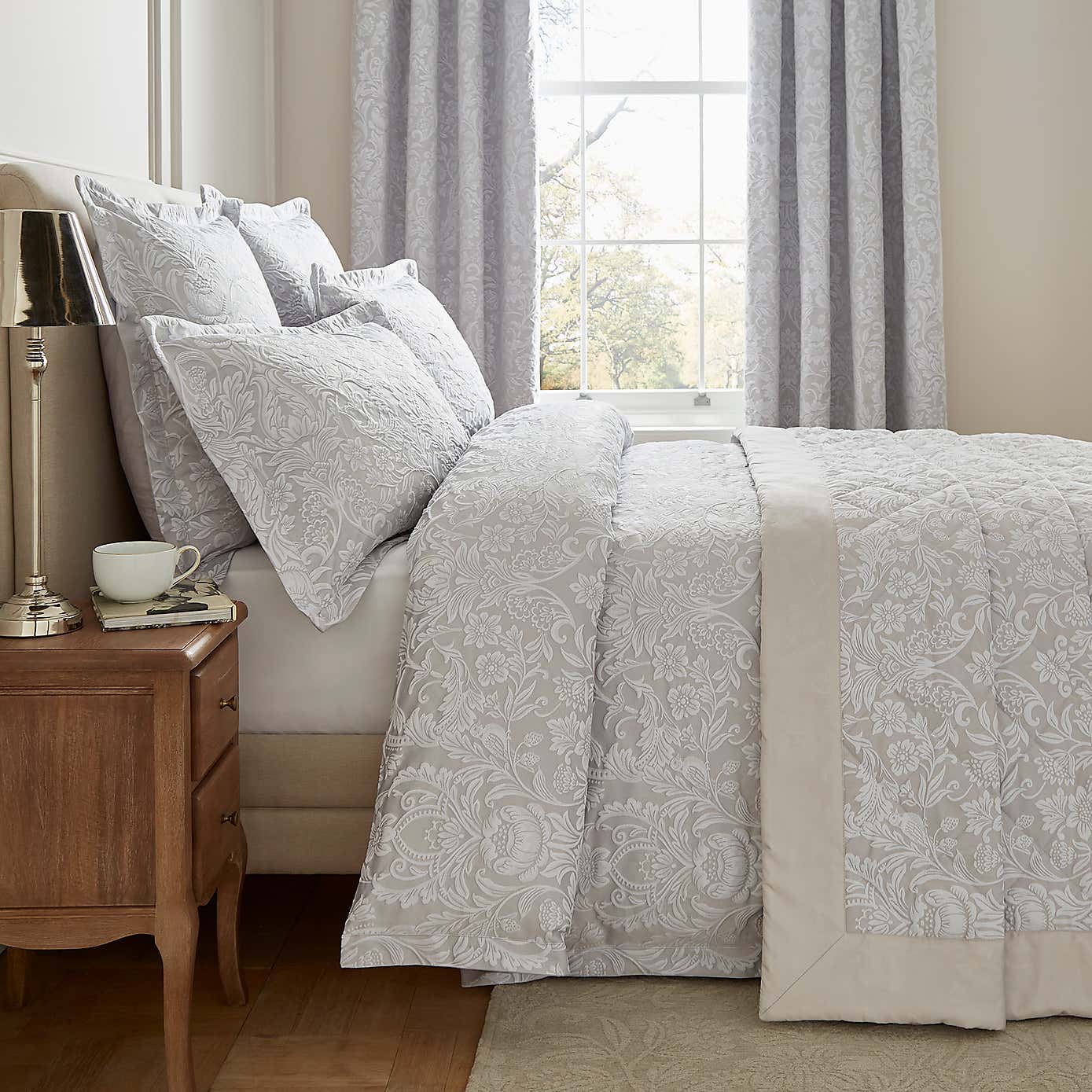 Dorma Winchester Jacquard Grey Duvet Cover - Image 6