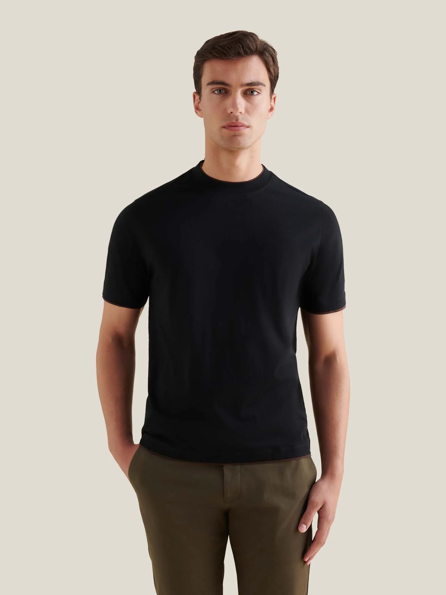 Black Mens Double Layer Mercerised Cotton T-Shirt