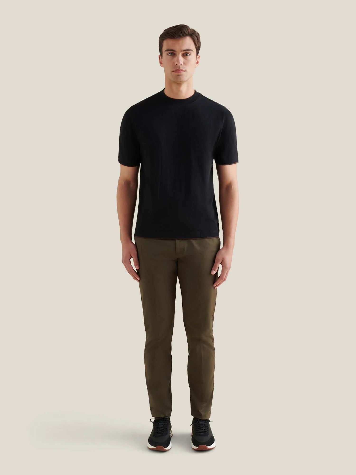 Black Mens Double Layer Mercerised Cotton T-Shirt - Image 2