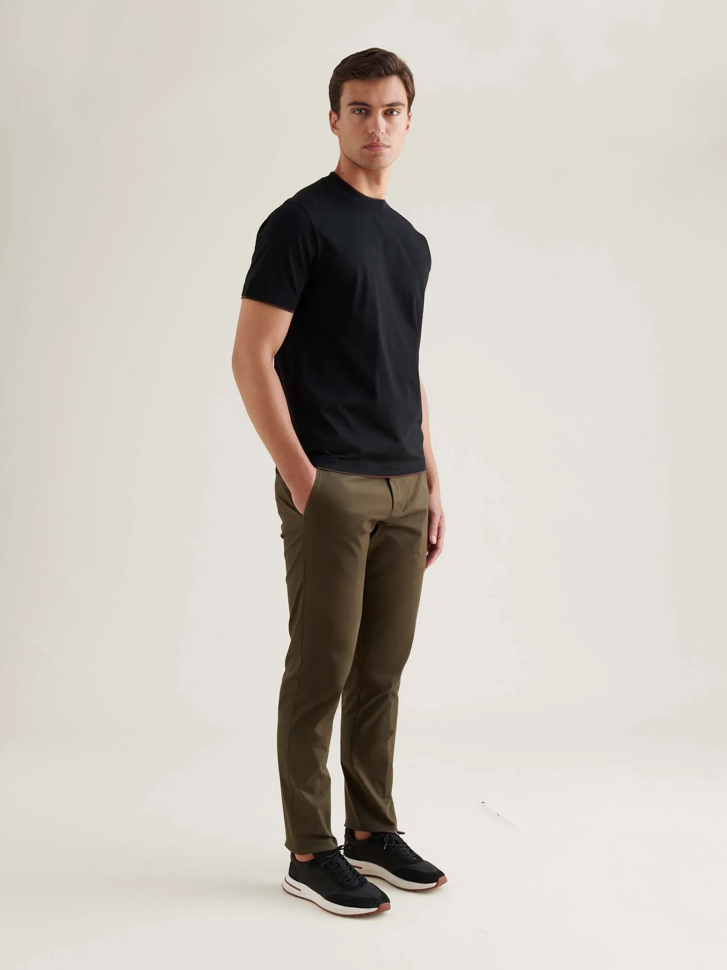 Black Mens Double Layer Mercerised Cotton T-Shirt - Image 3