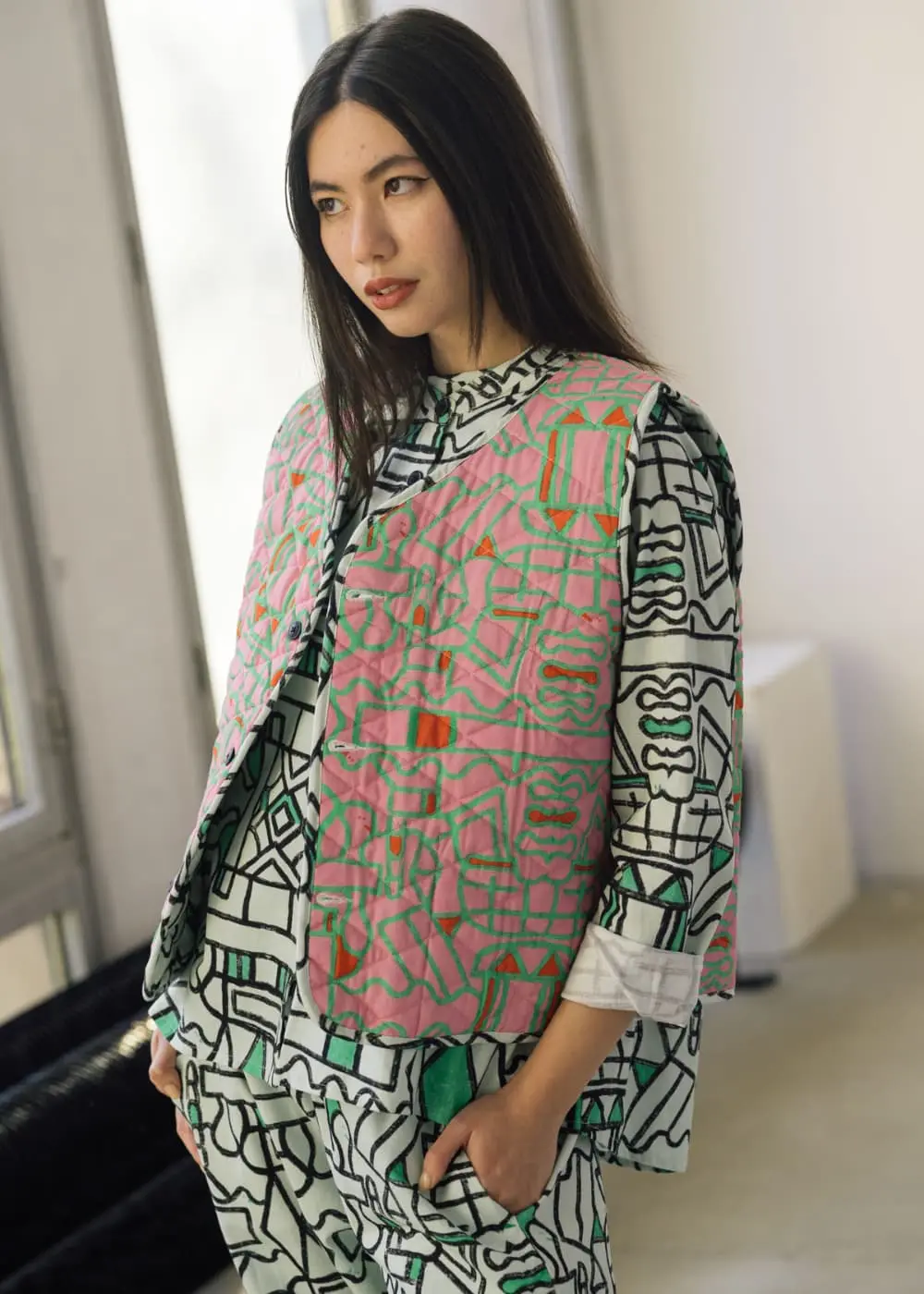 Driftstate Reversible Organic Cotton Quilted Gilet - Image 4