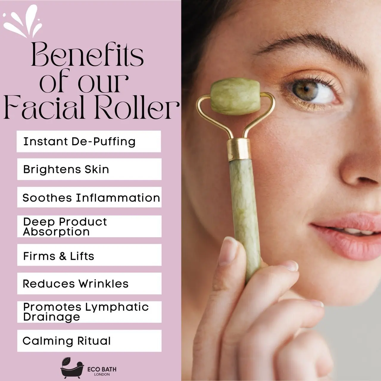 Jade Face Roller - Smooth End - Image 4