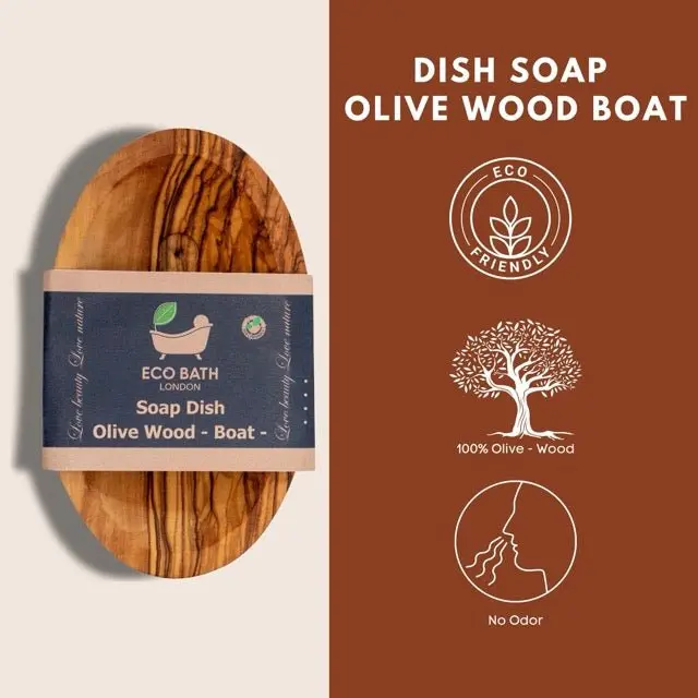 Olive Wood Boat Shape Soap Dish - Image 4