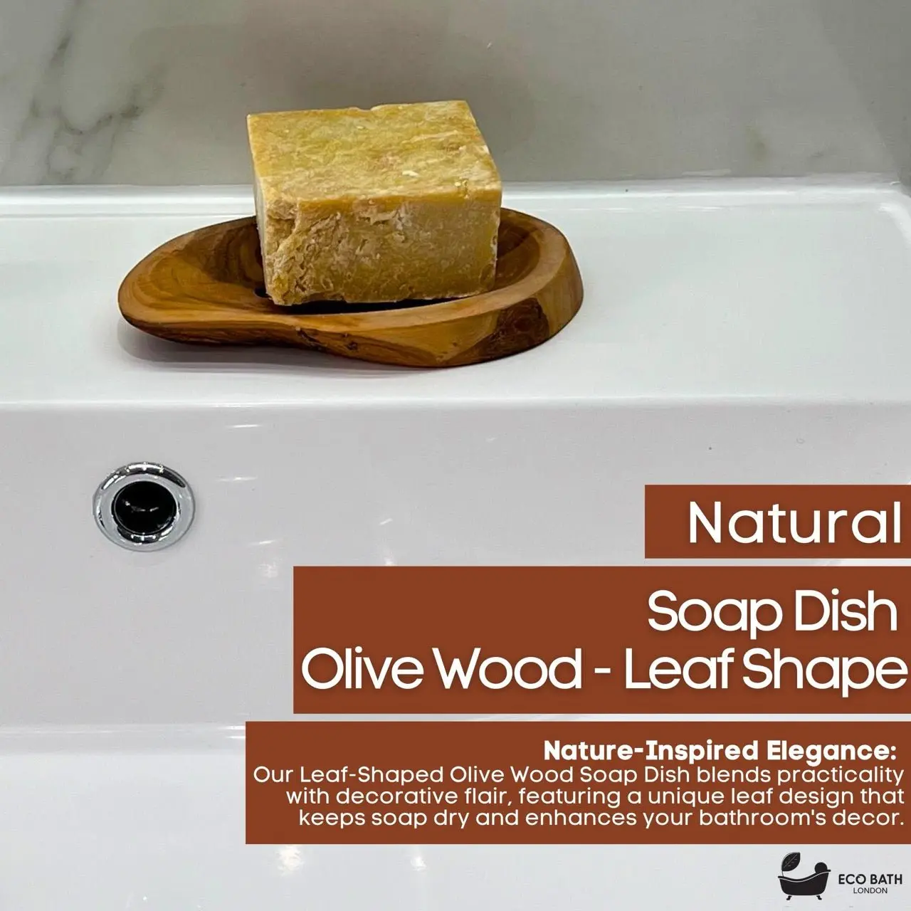 Olive Wood Leaf Soap Dish - Image 2