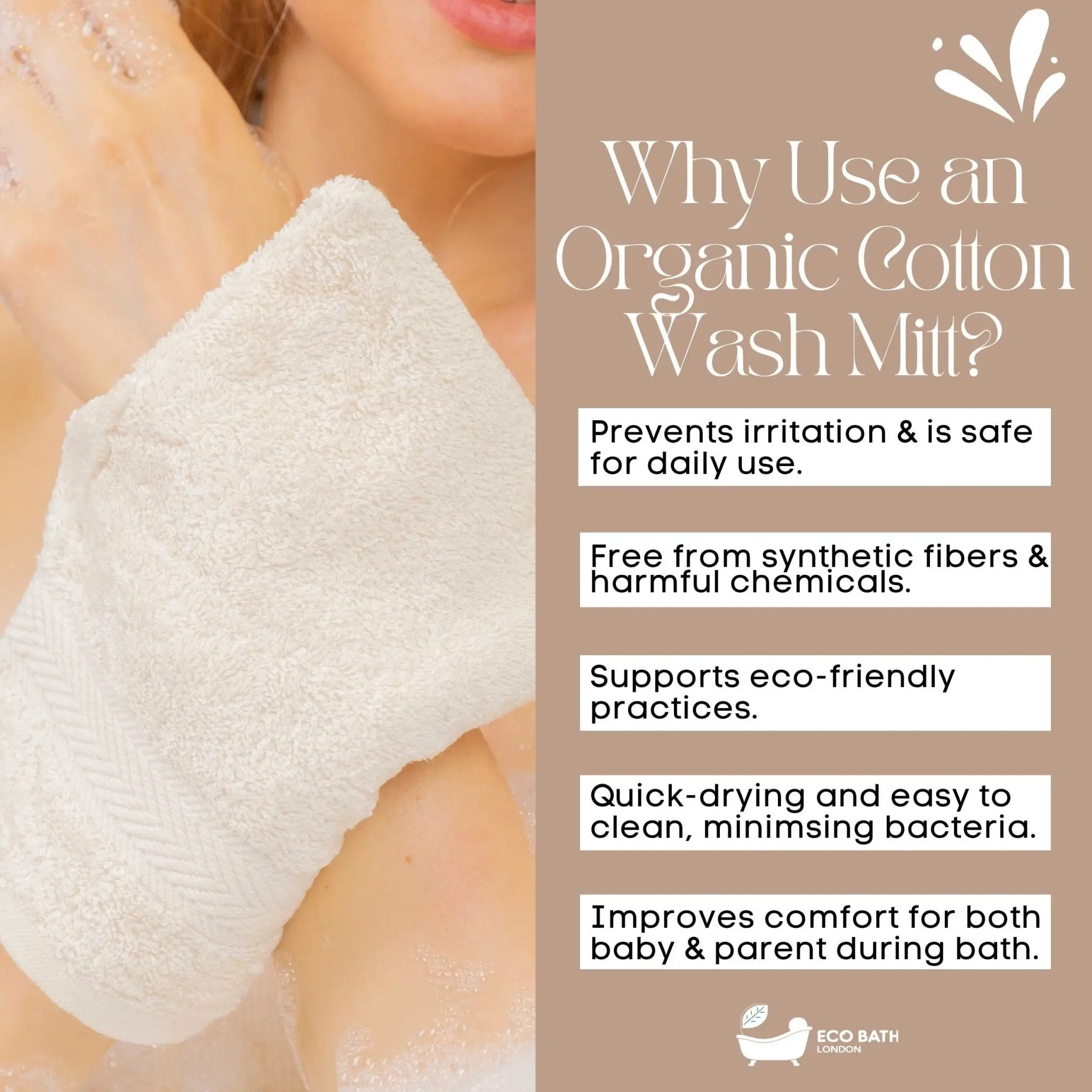 Organic Cotton Bath Mitt - Pack of 3, Ultra Soft and Hypoallergenic - Image 5