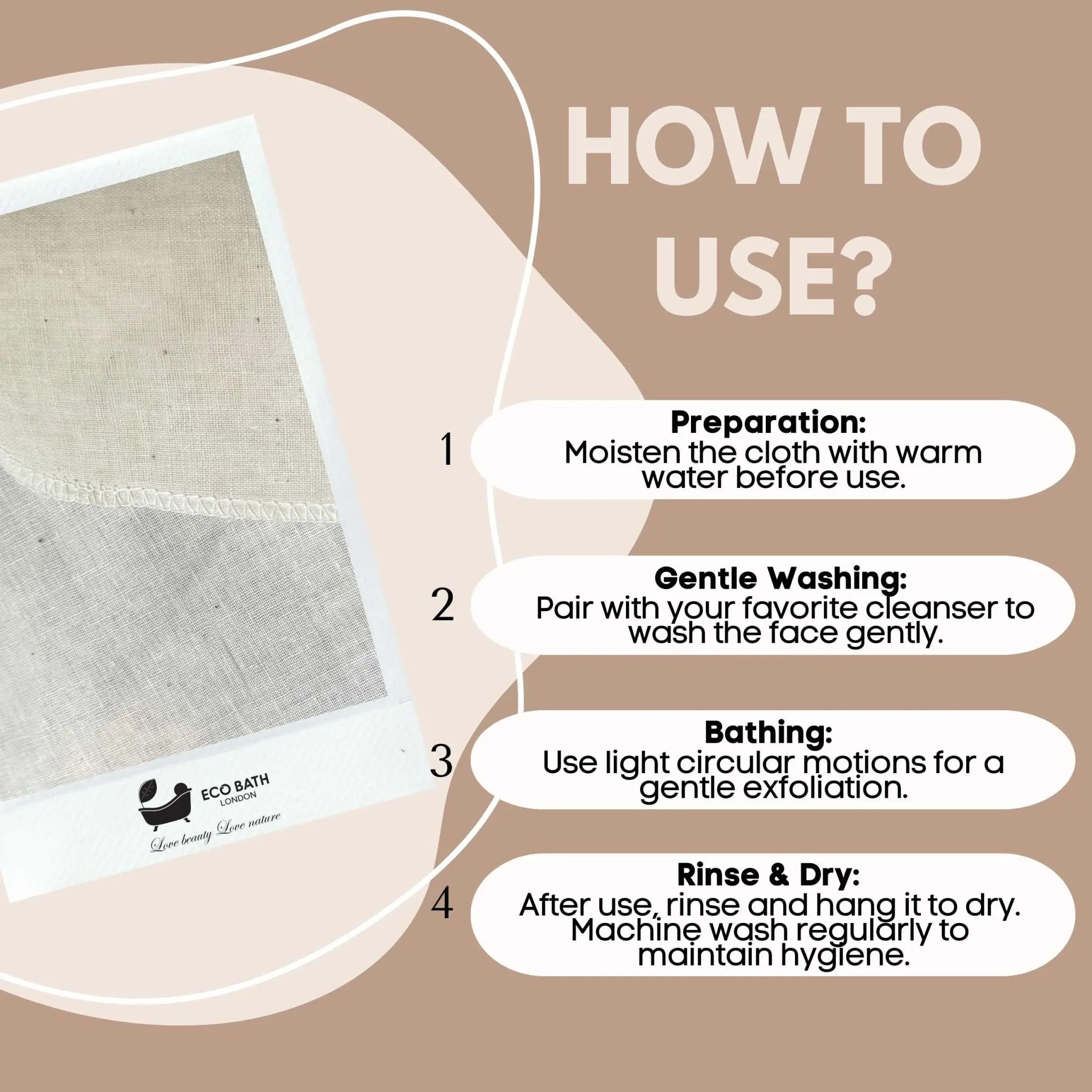 Organic Cotton Muslin Face Cloth - Pack of 6, Available in Natural and White Colours - Image 5