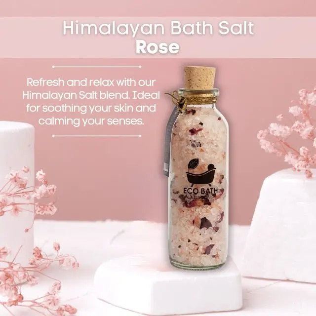 Rose Himalayan Bath Salt 300g - Luxurious Rose Bath Salt Infused with Rose Petals - Image 2