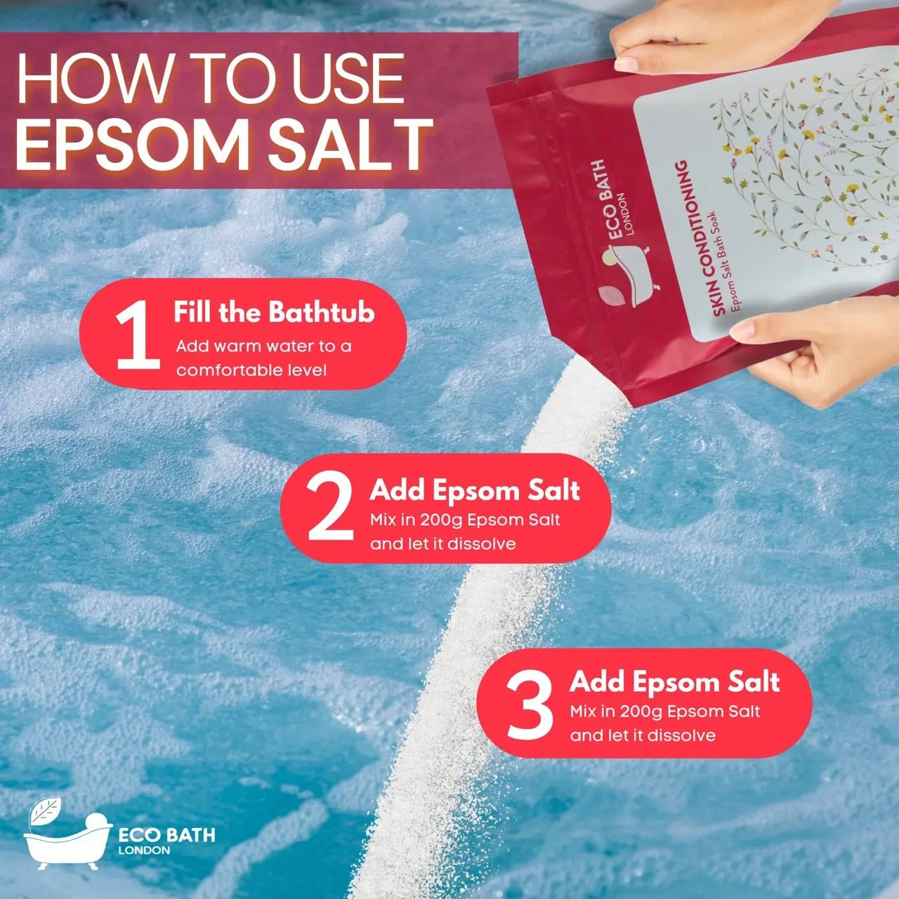 Eco Bath London Skin Conditioning Epsom Salt Bath Soak - Pouch - Image 6