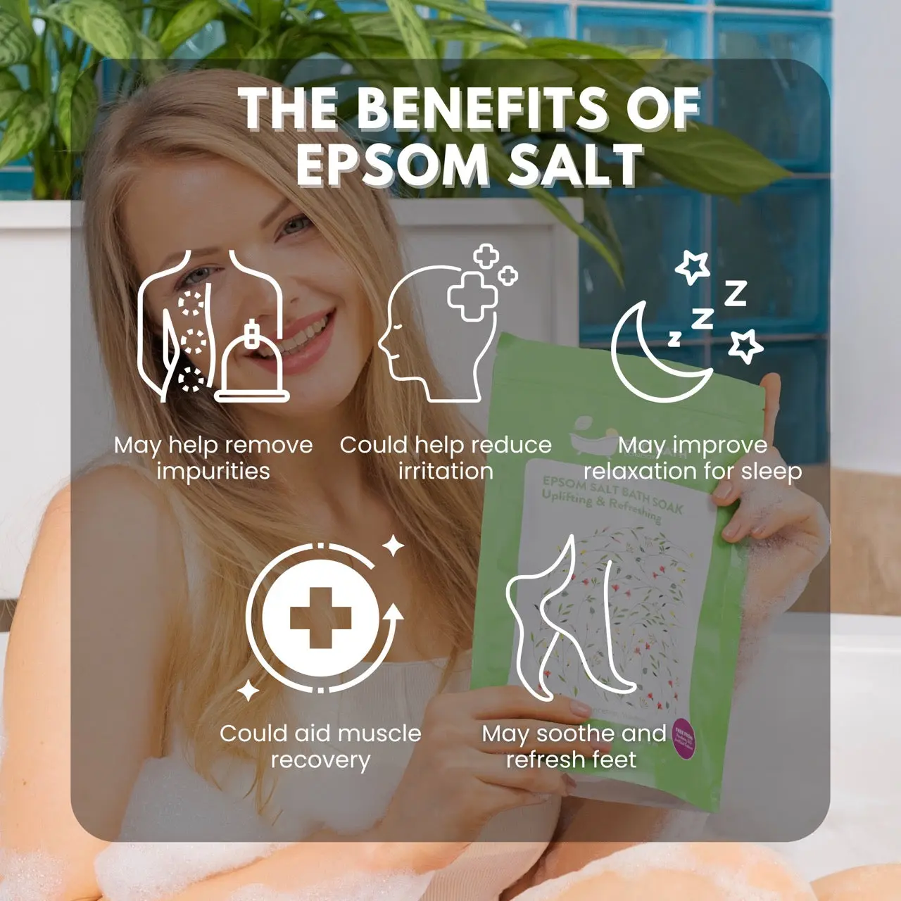Uplifting and Refreshing Epsom Salt Bath Soak Pouch | 500g & 1000g - Image 4