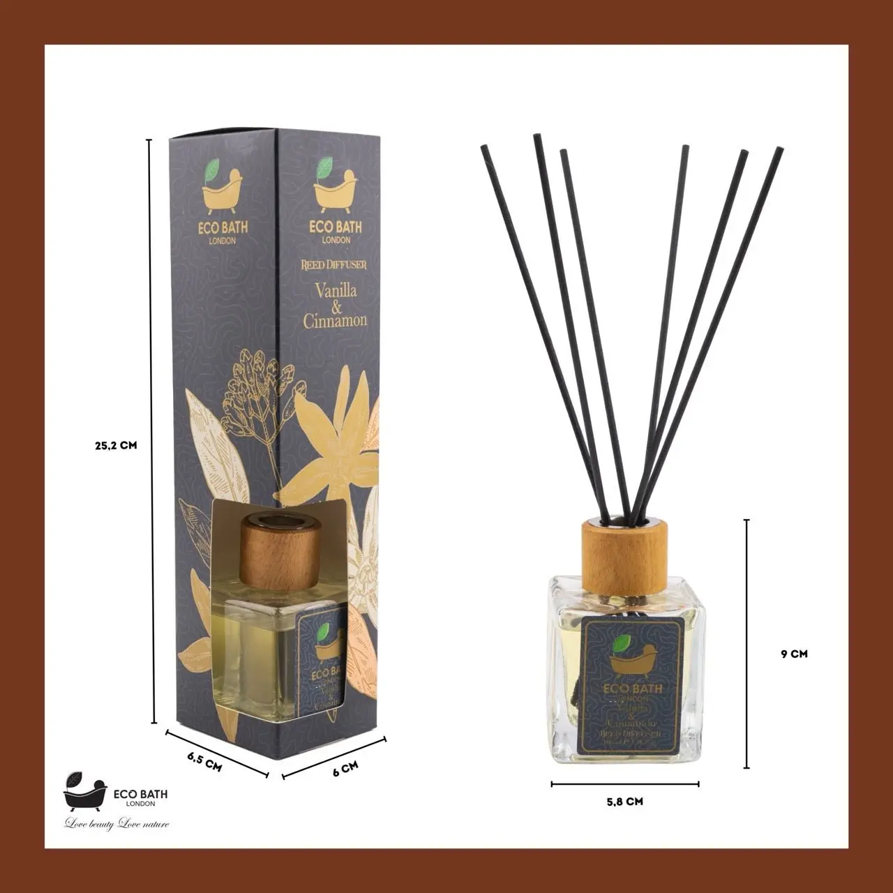 Vanilla Cinnamon Reed Diffuser - Luxurious Herbal Scent of Cinnamon and Vanilla, Long Lasting Room Diffuser, 100ml (3.38 Fl.Oz) - Image 6