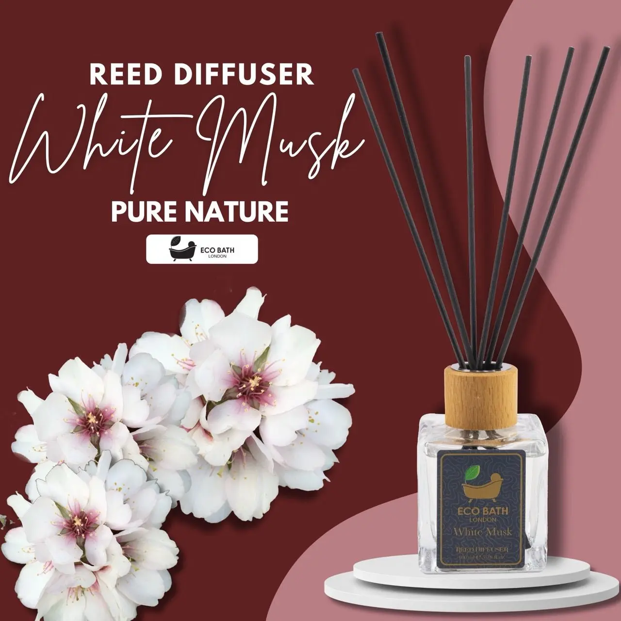 White Musk Reed Diffuser - Fresh and Sweet Fruits Scented Room Diffuser with Lemon, Mandarin, Green Pear, and Bergamot, 100ml (3.38 Fl.Oz) - Image 2