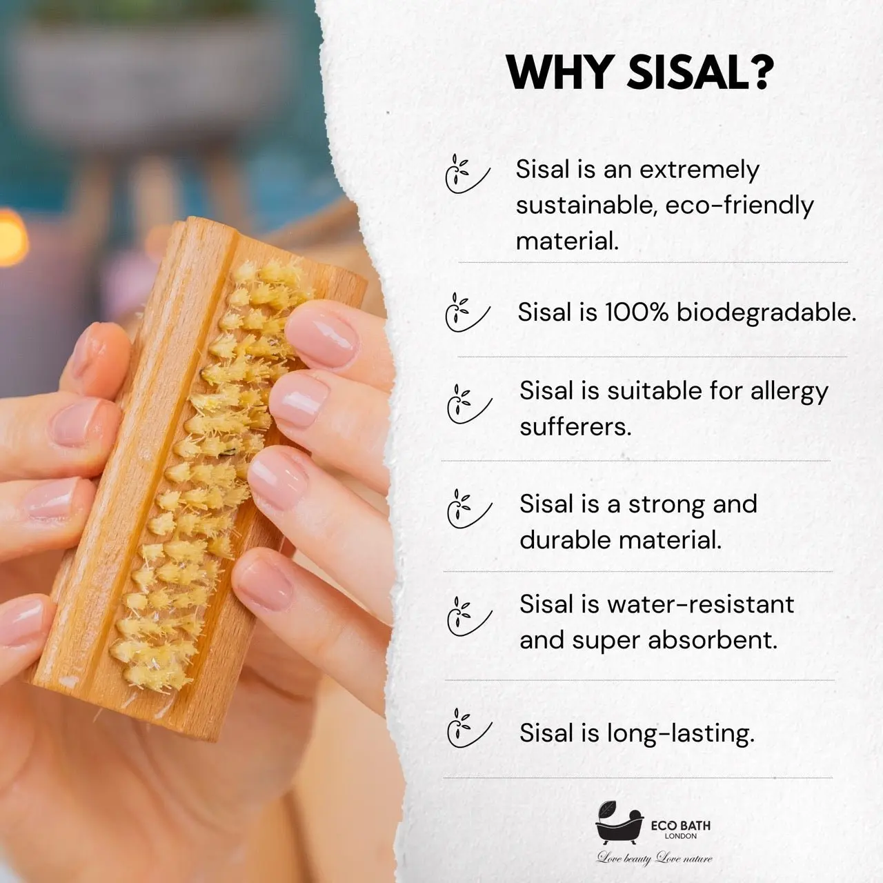 Natural Sisal Nail Brush Collection - Available in Beech Wood, Walnut Wood and Olive Wood - Image 4