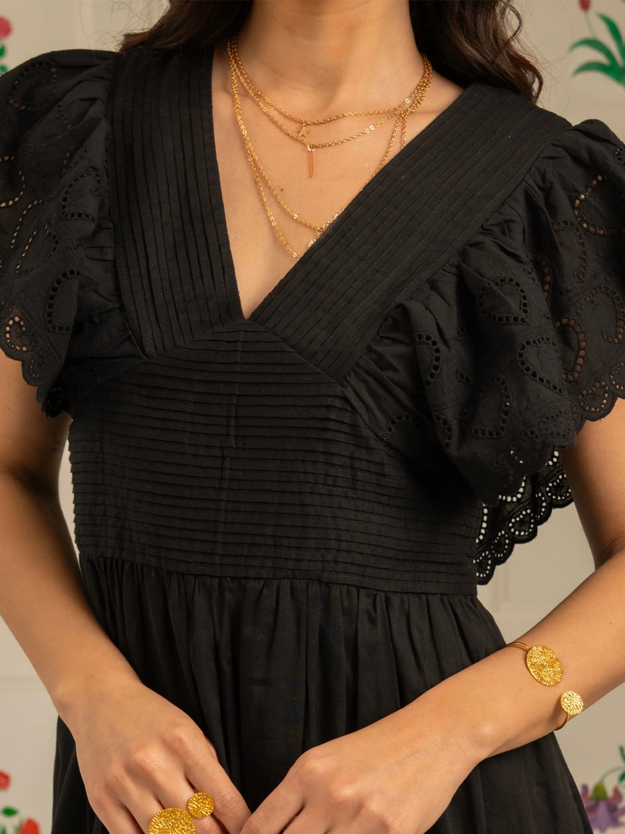 Elleanor Heart Lace Trim Black Maxi Dress - Image 3