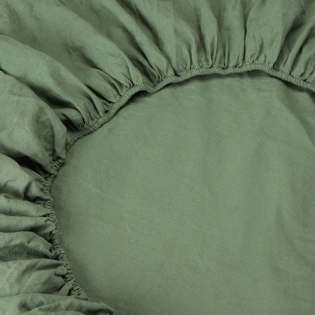 Elm Green Cotton Linen Blend Fitted Sheet - Image 4