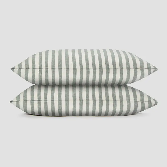 Fern Green Pembroke Stripe Linen Blend Pillowcase (Pair) - Image 4