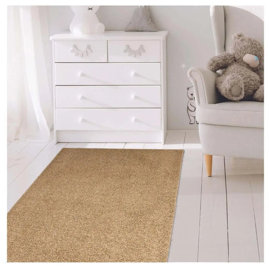 Fiji Latte Beige Washable Solid Shaggy Rug - Image 3