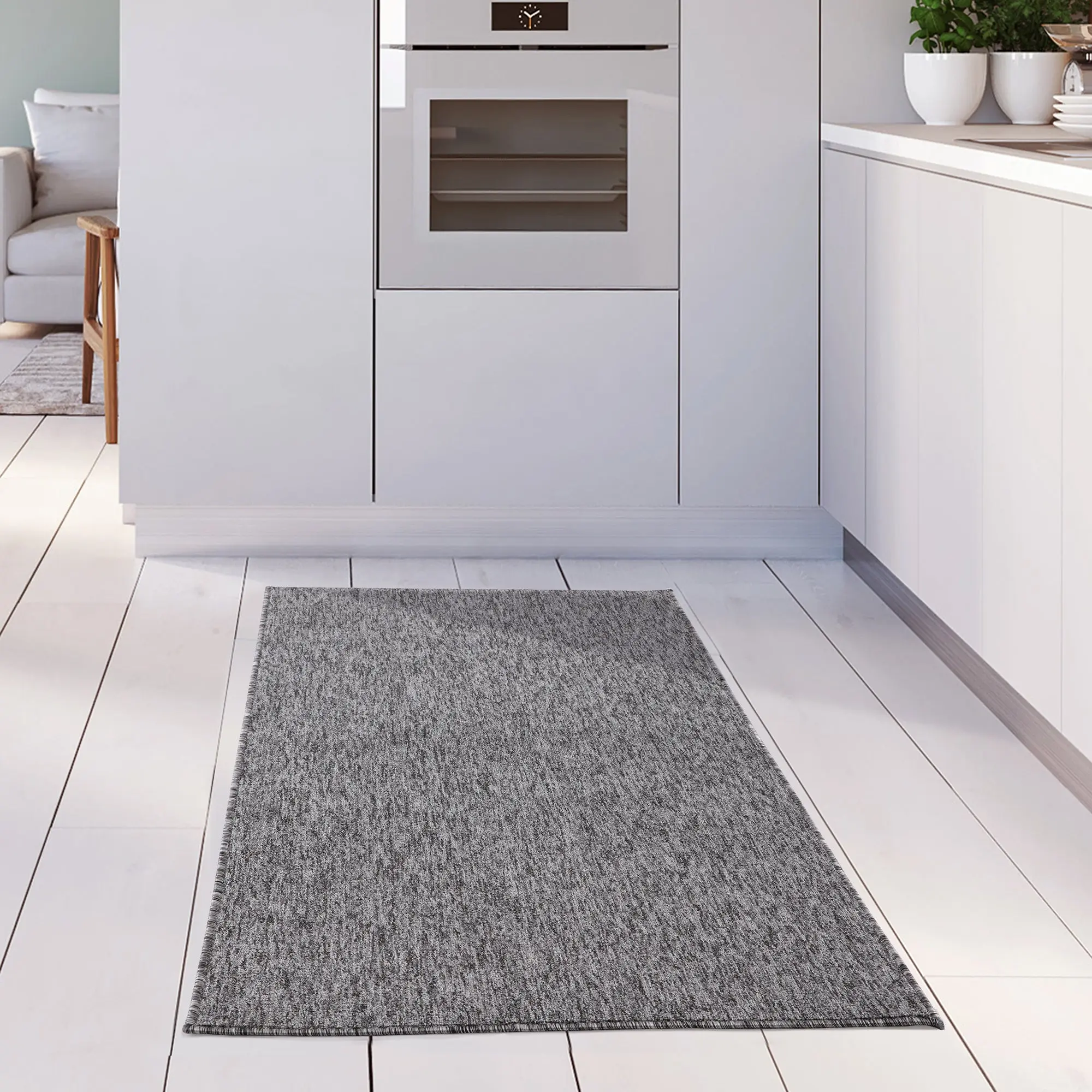 Flex Grey Low Pile Solid Rug - Image 12