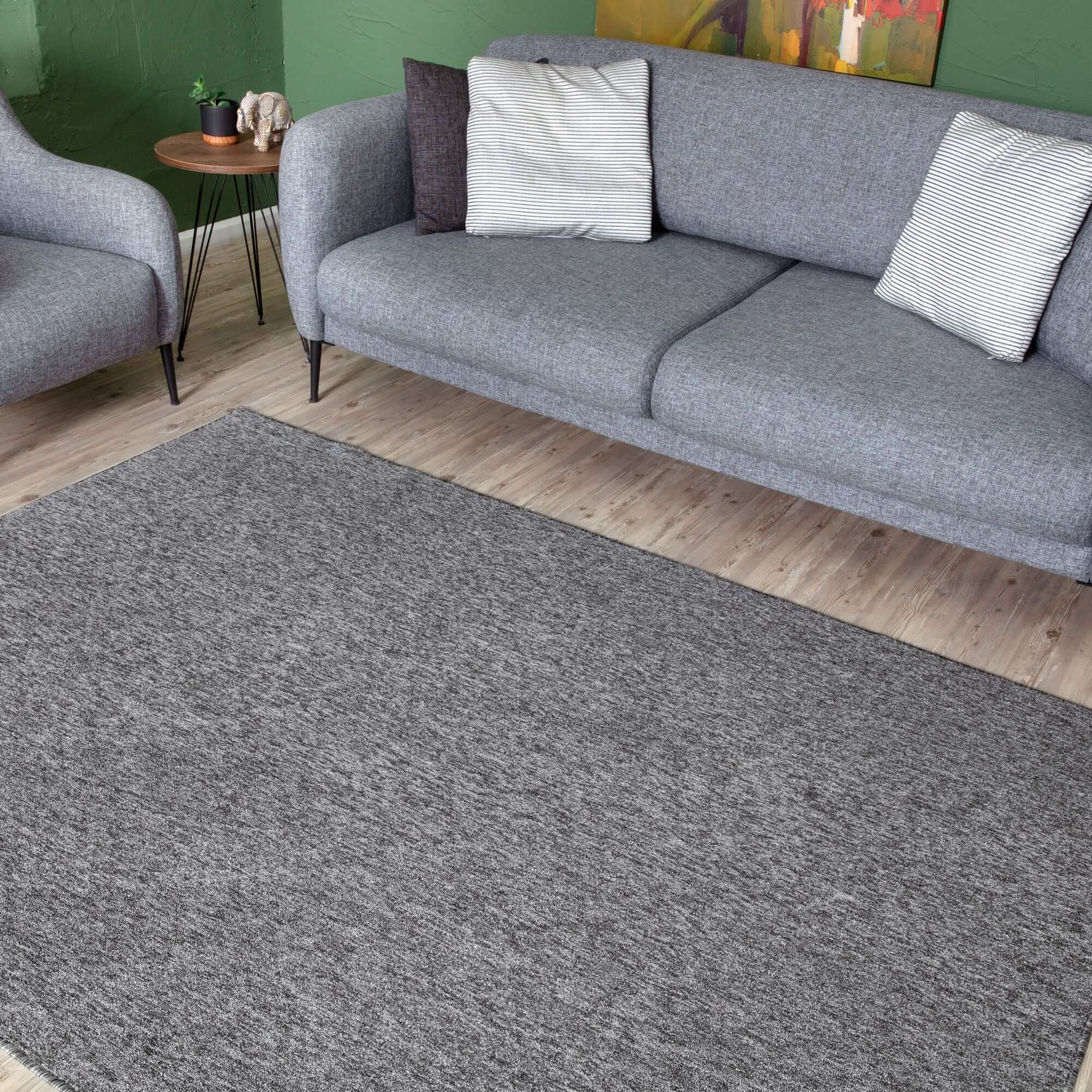 Flex Grey Low Pile Solid Rug - Image 13