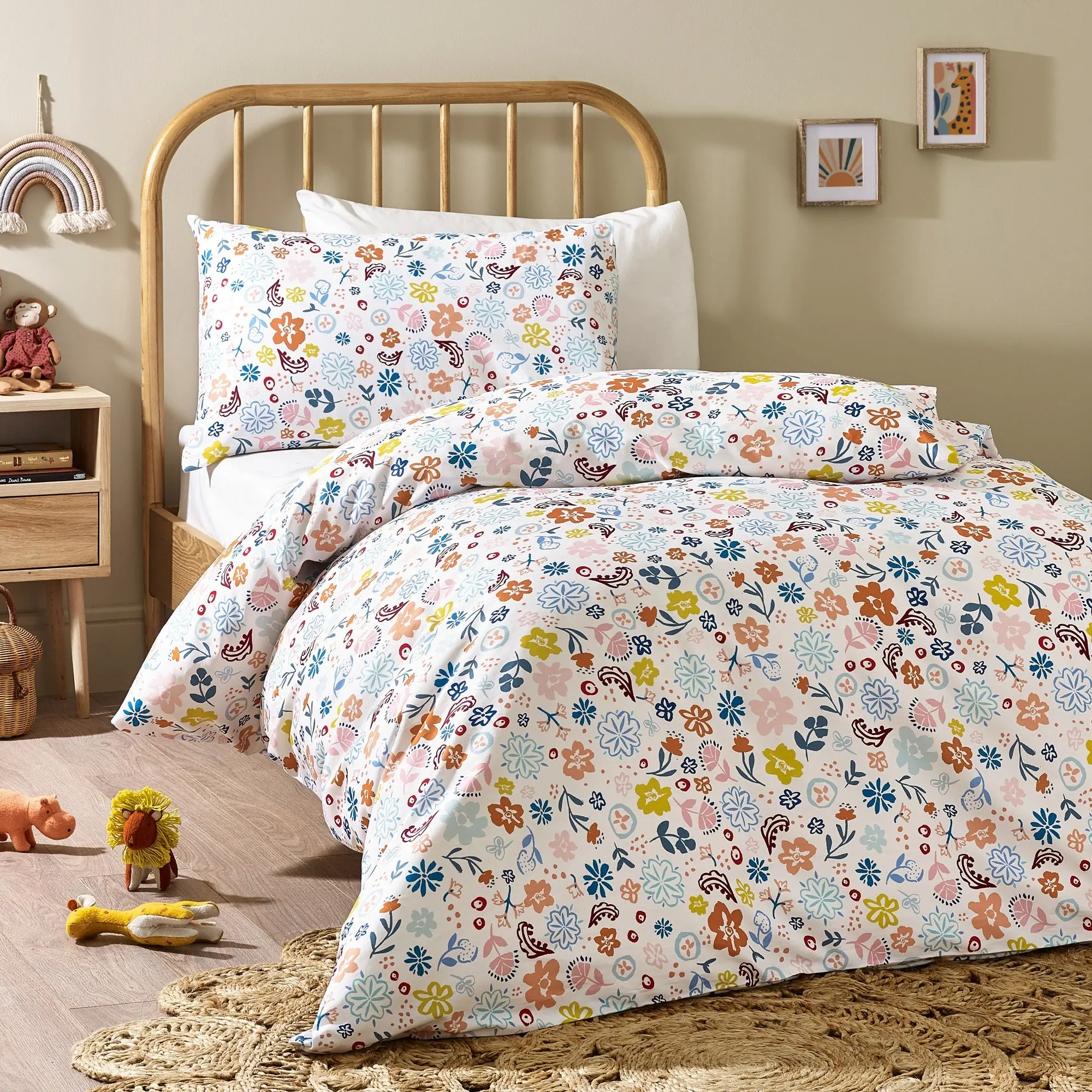 Floral Organic Cotton Duvet Cover & Pillowcase - Image 2