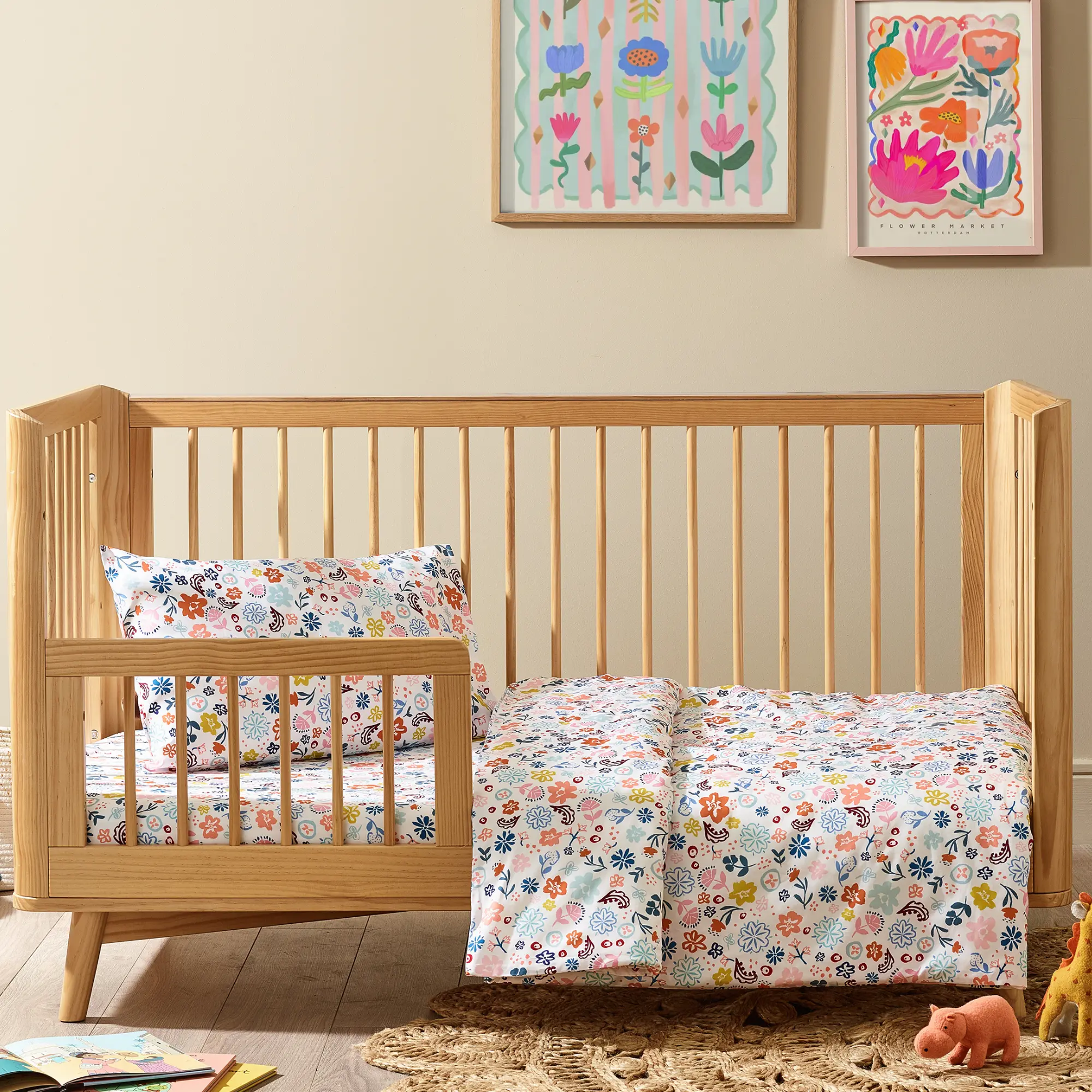 Floral Organic Cotton Duvet Cover & Pillowcase - Image 3