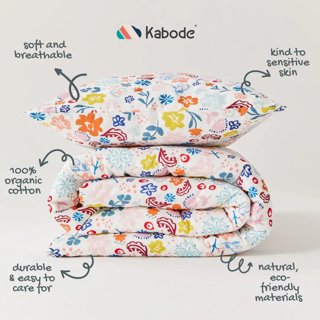 Floral Organic Cotton Duvet Cover & Pillowcase - Image 4