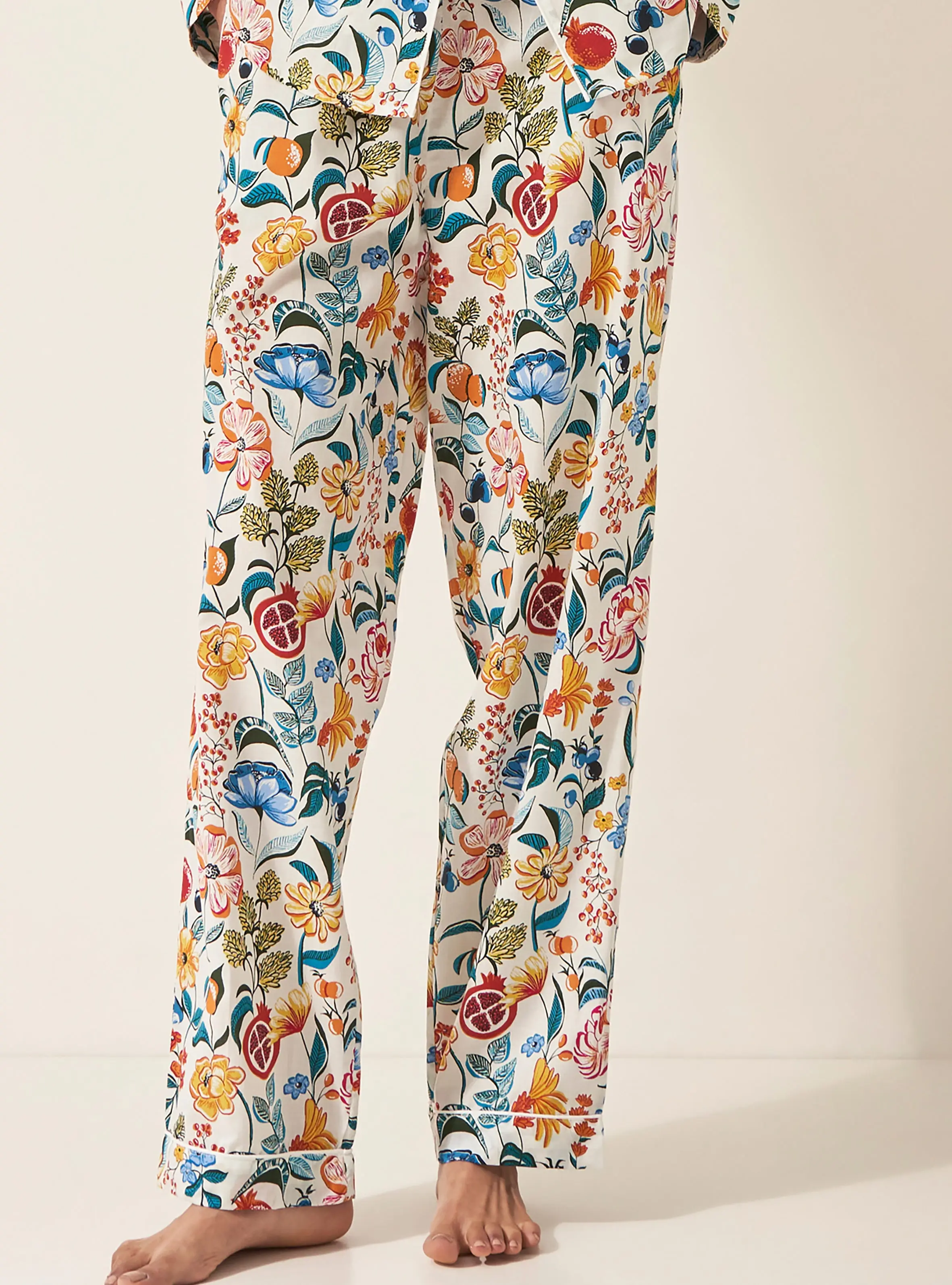 Florals on White Women's Organic Cotton Pyjama Trouser - Image 2