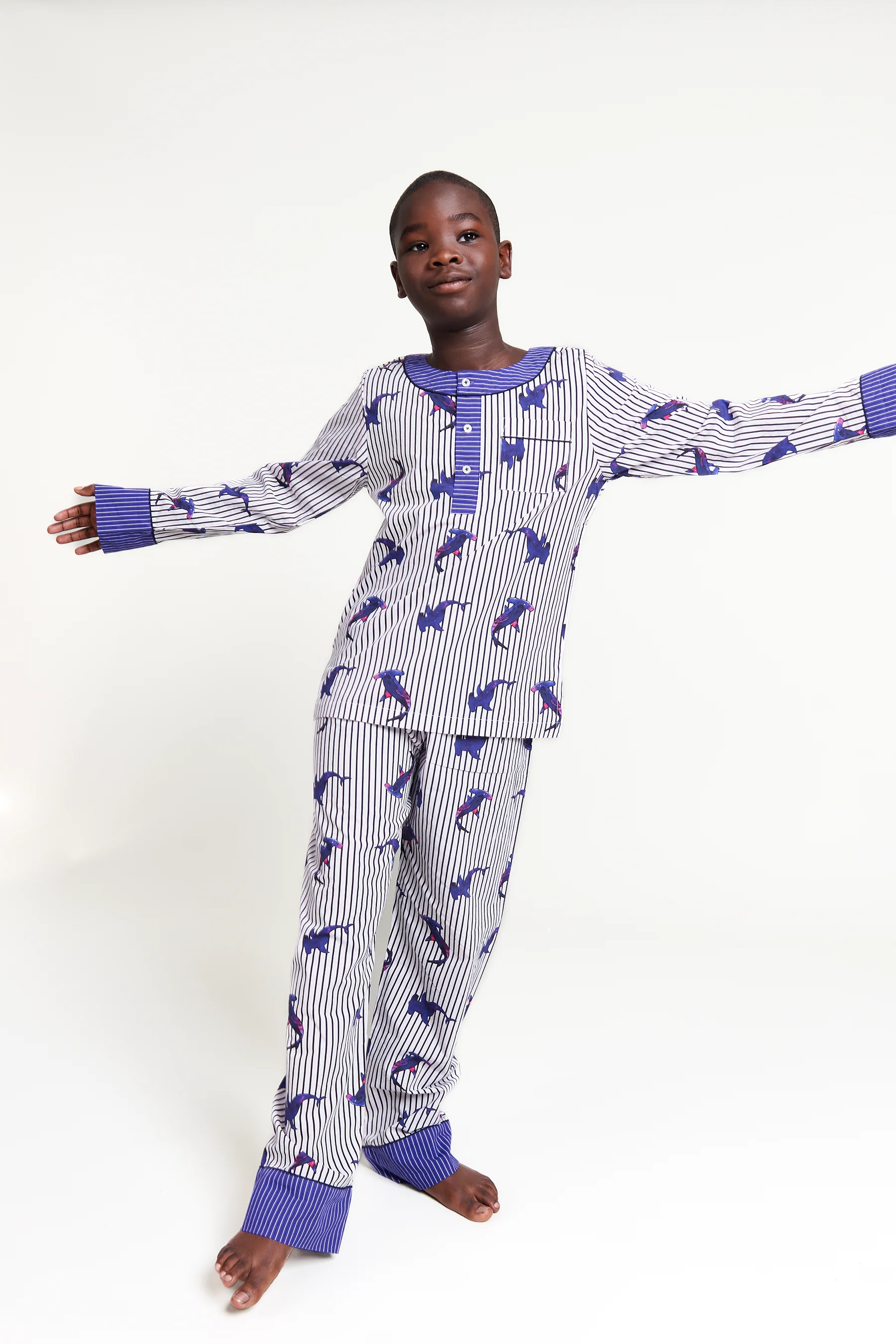 Galactic Sharks Kids Organic Cotton Pyjama Trouser Set - Image 4