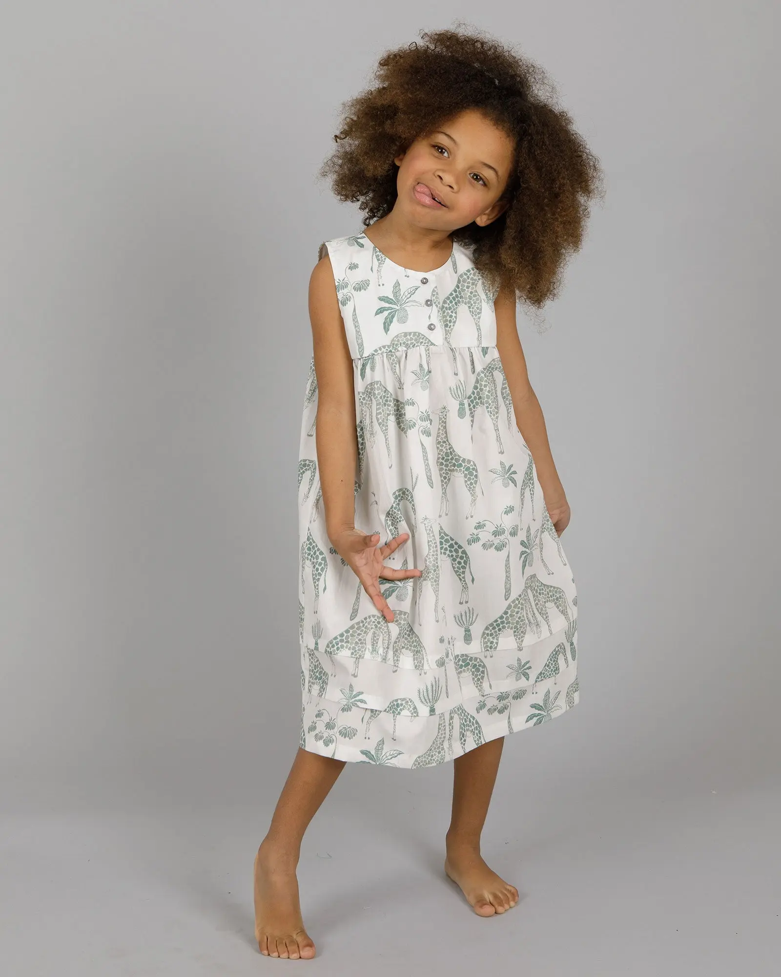 Girls Nighty - Green Giraffes