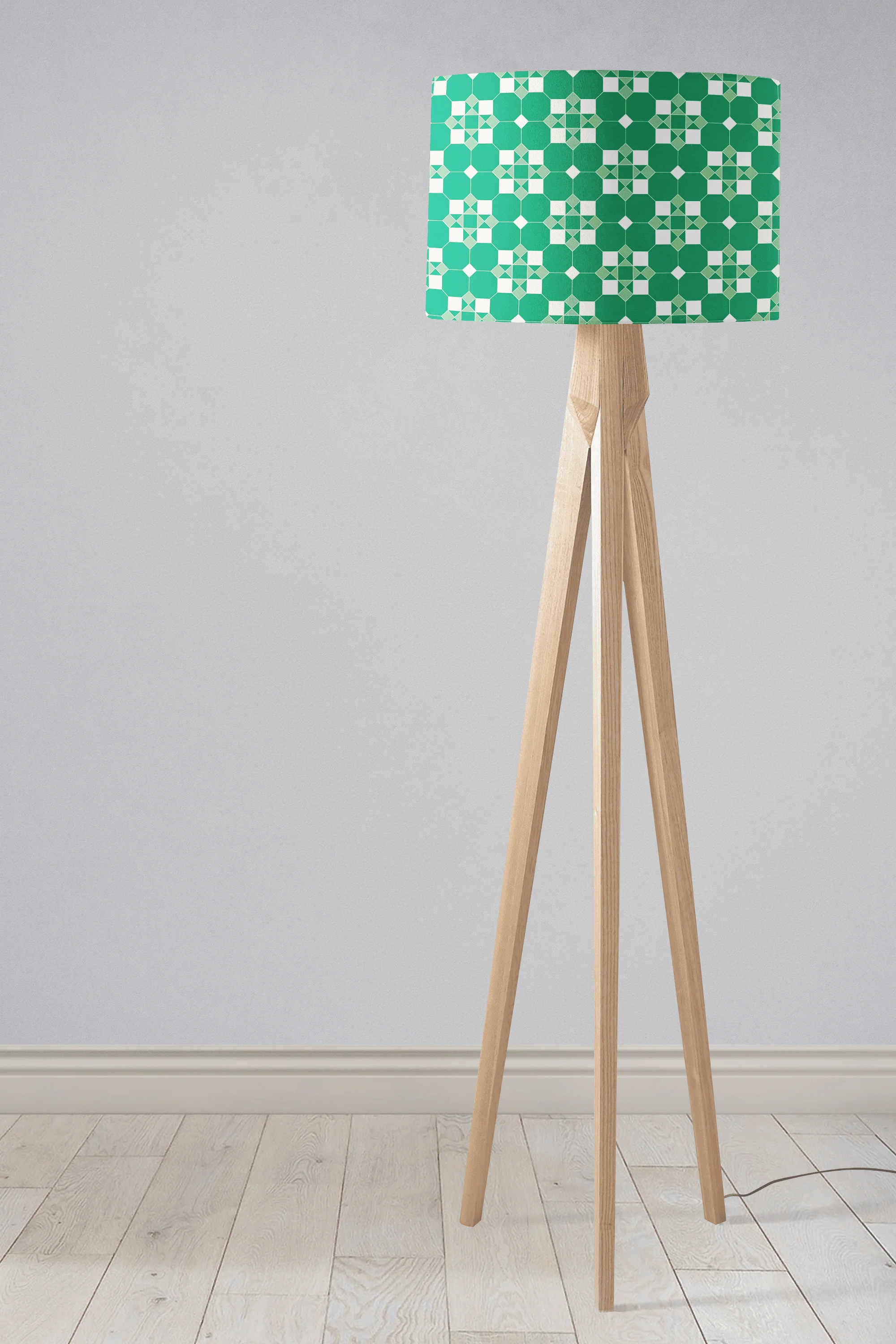 Green and White Geometric Tiles Design Lampshade, Ceiling or Table Lamp Shade - Image 3