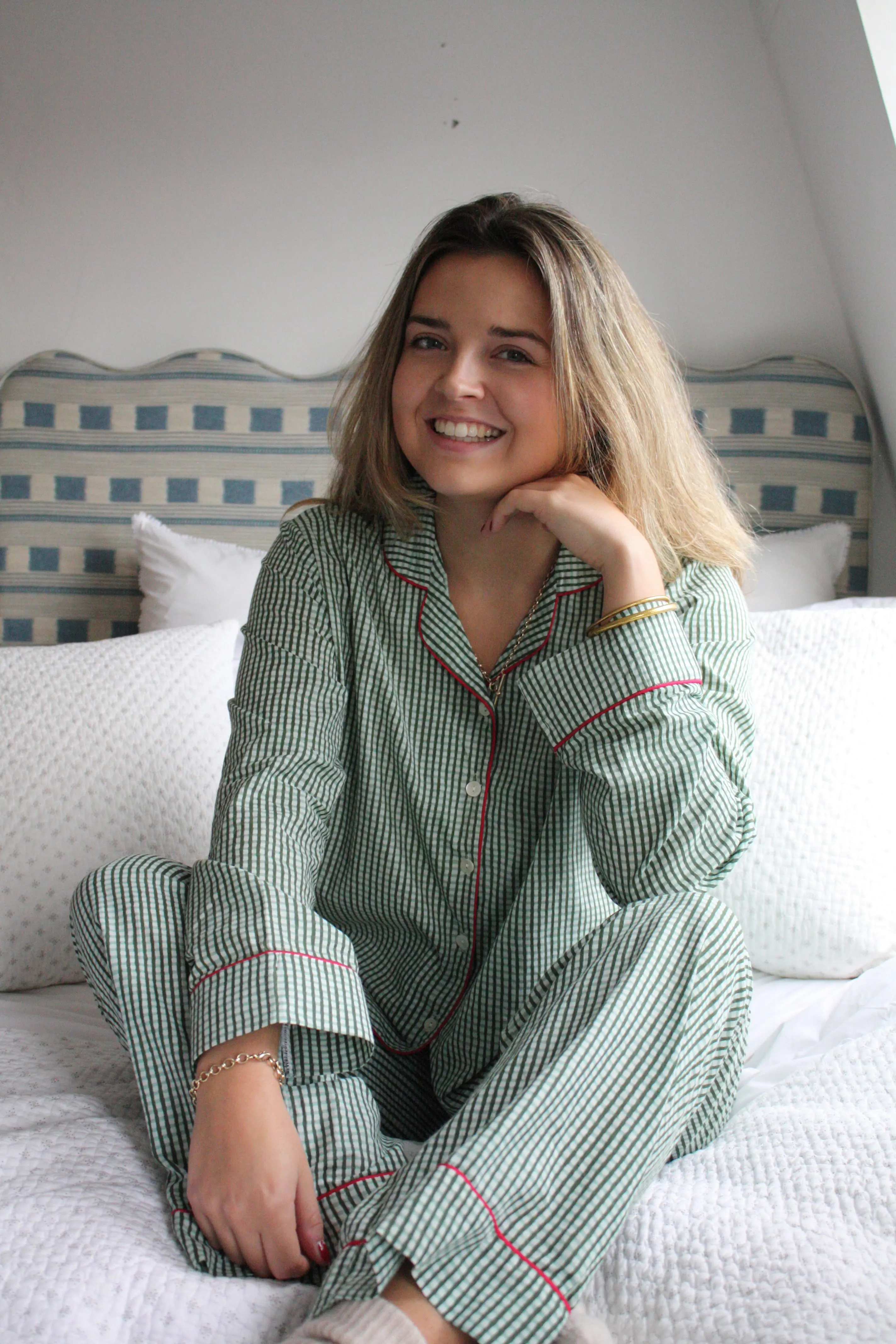 Green Gingham Women's Pyjama Trouser Set - Image 2