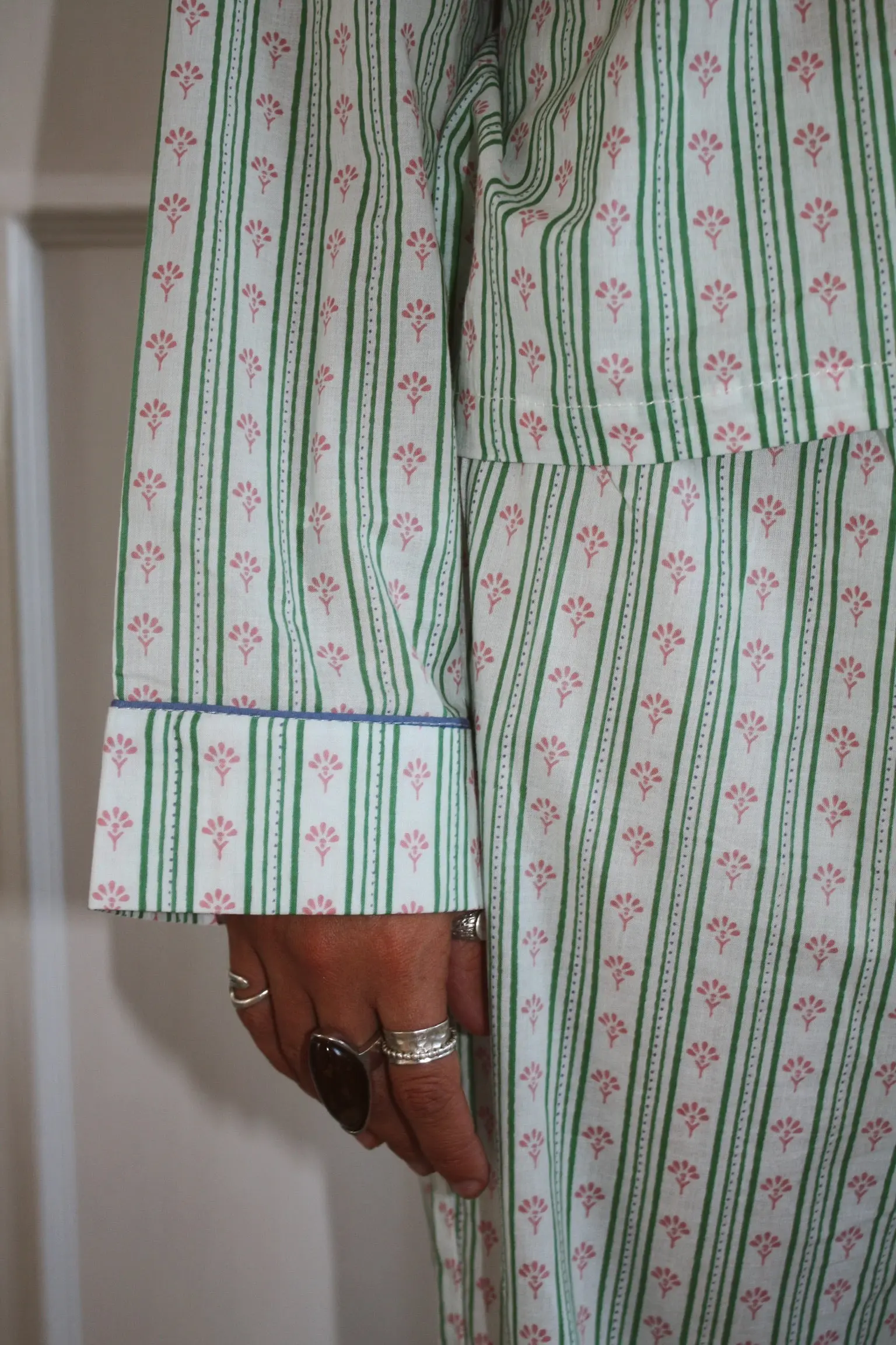 Green Stripe Short Pyjama Set - Image 2