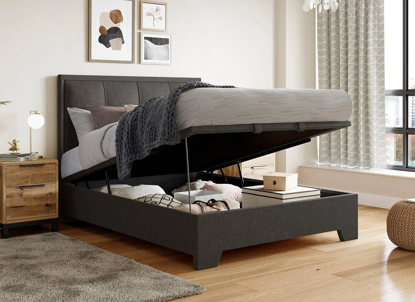 Hopkins Ottoman Bed Frame - Grey