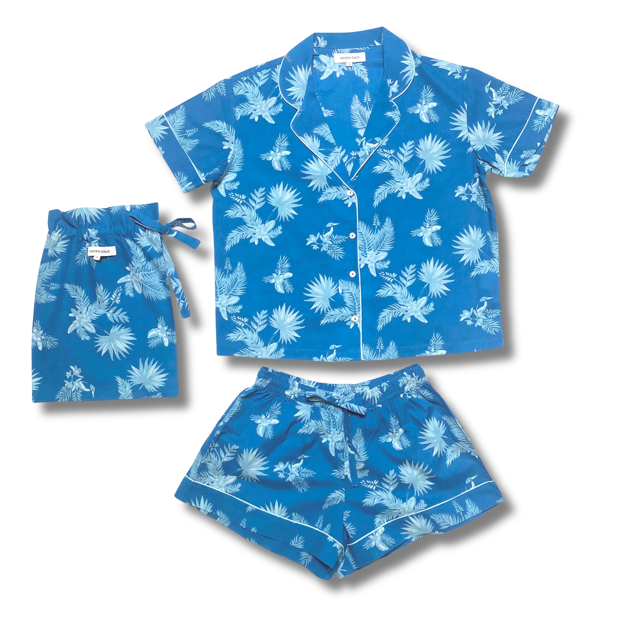 Ipanema Short Sleeve Set, Organic Cotton, Blue Print - Image 5