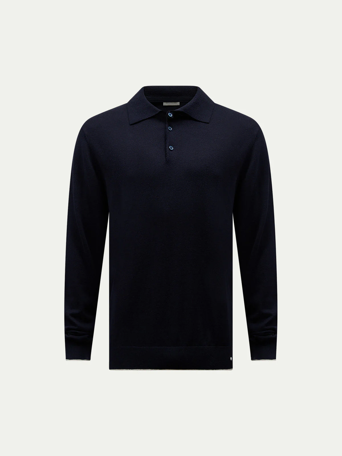 Jersey Knit Long Sleeve Polo Shirt in Dark Sapphire Navy - Image 4