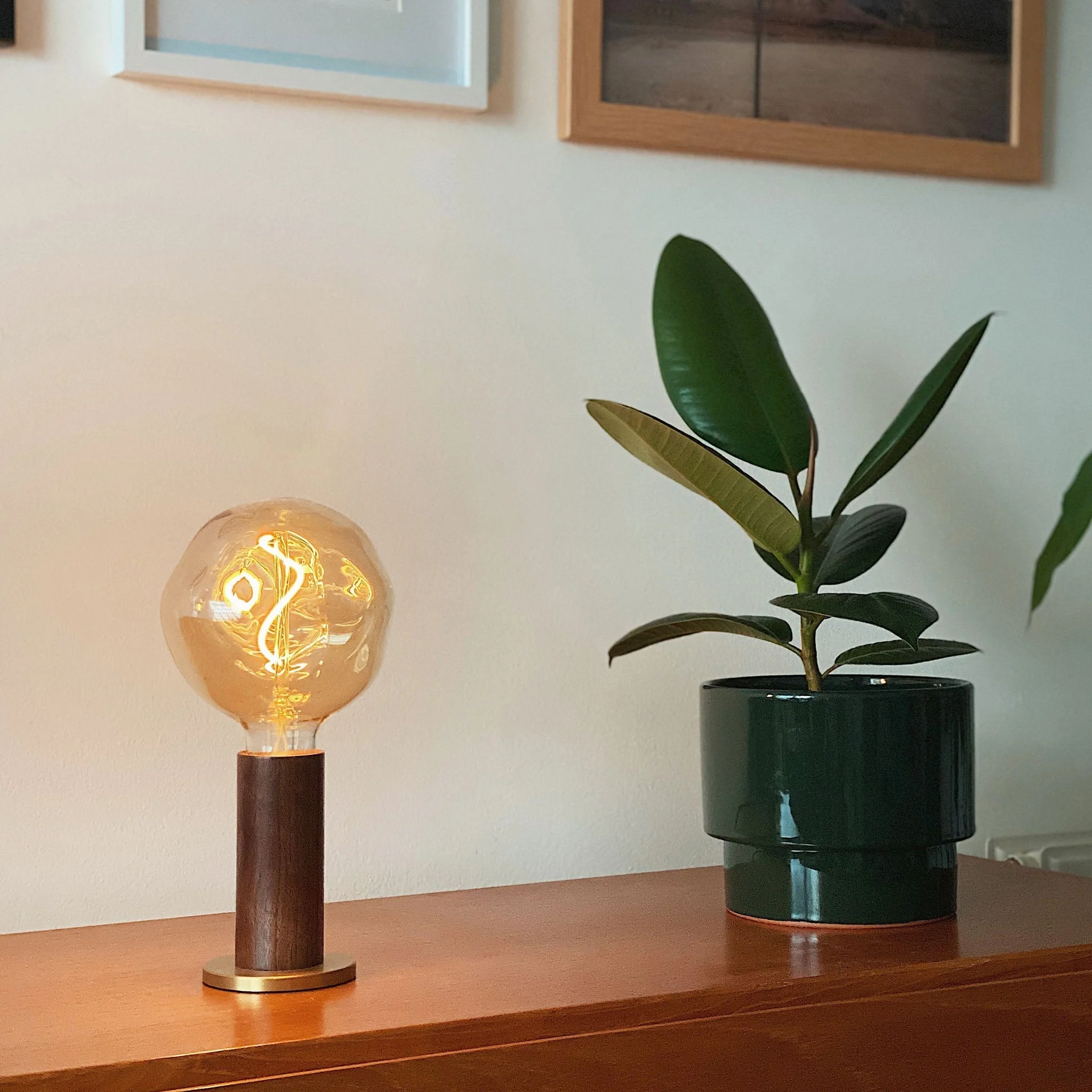 Knuckle Table Lamp in Walnut + Voronoi I - Image 2