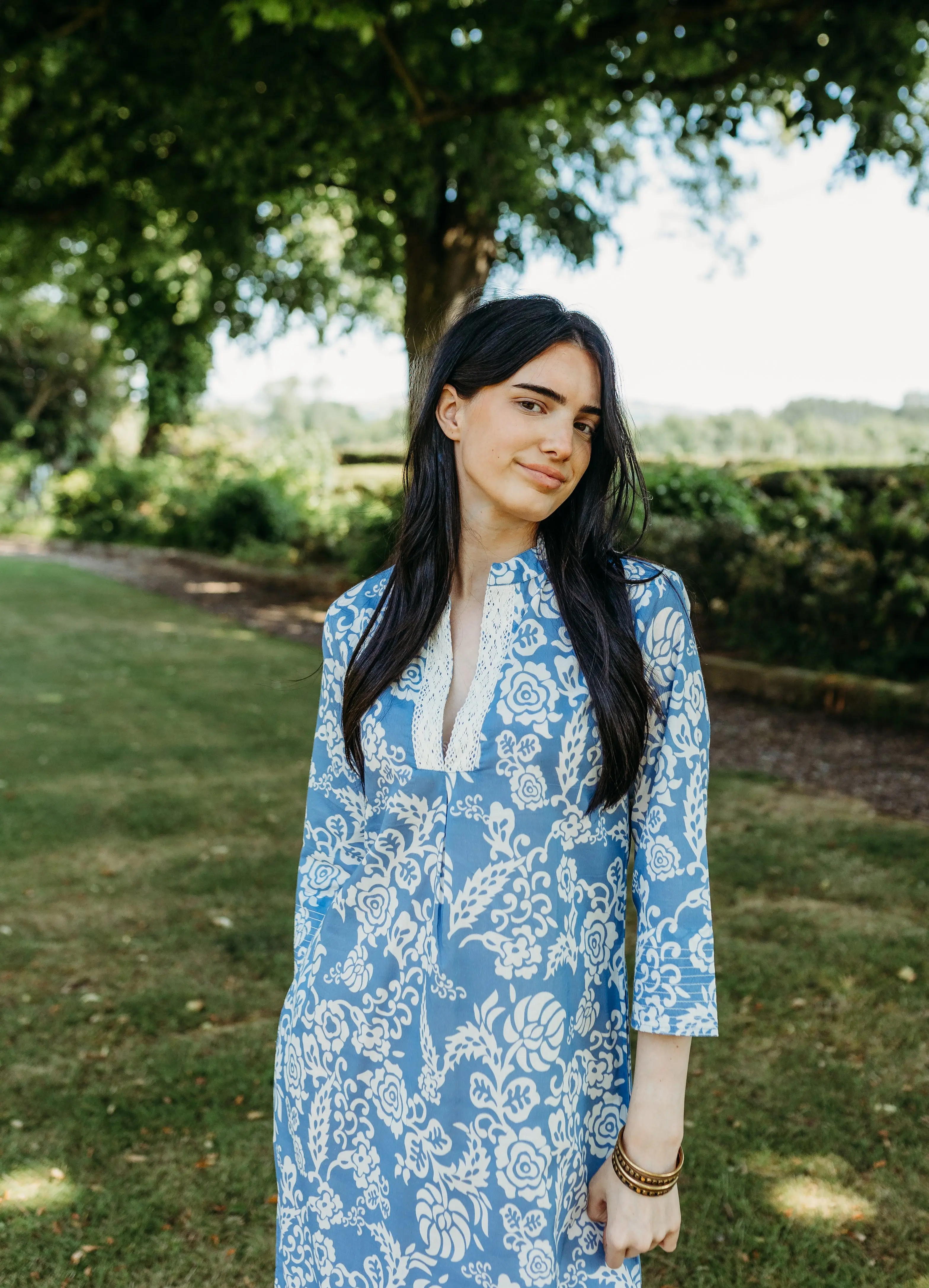 Lara Long Powder Blue Kaftan - Image 3