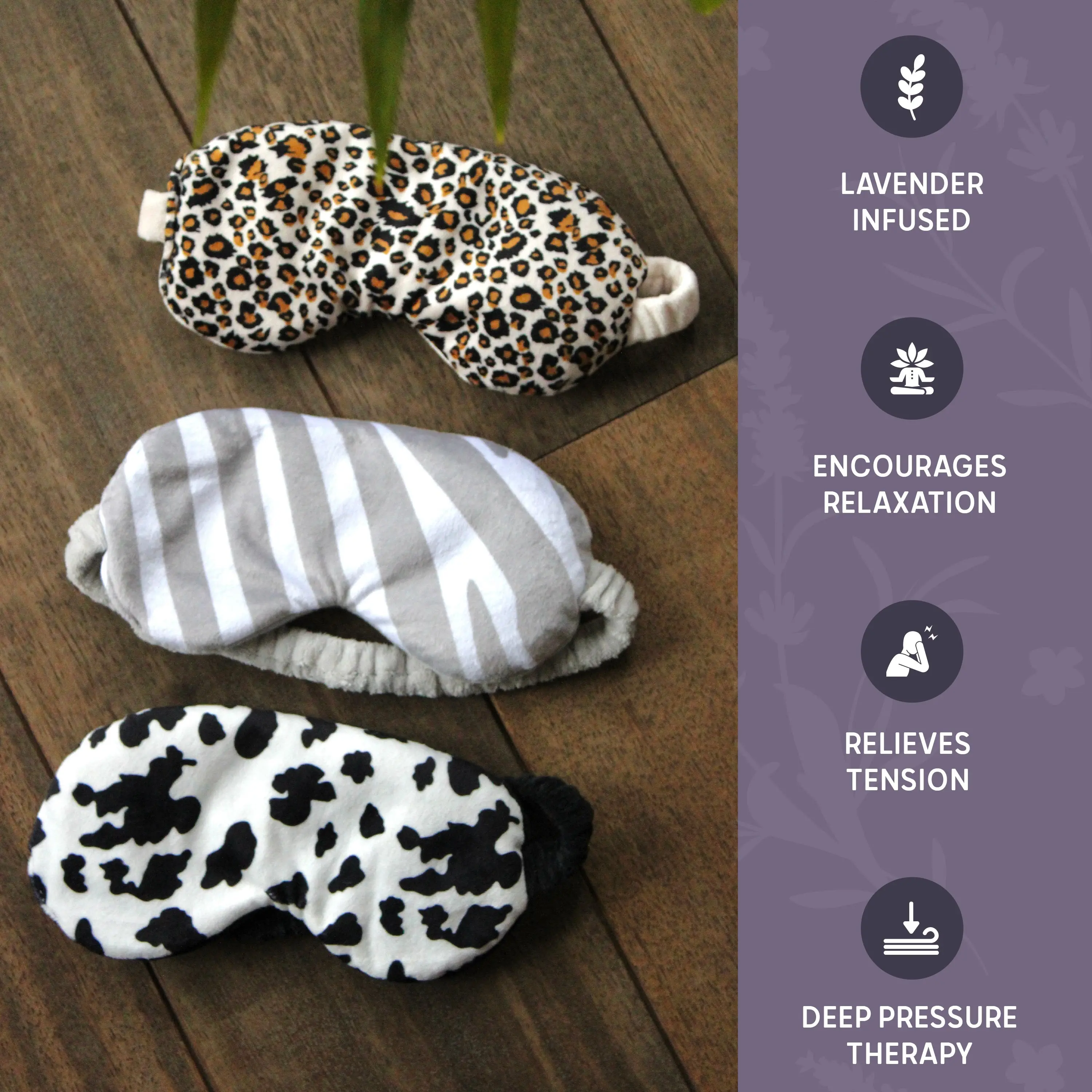 Zebra Print Lavender Deep Pressure Therapy Eye Mask - Image 6