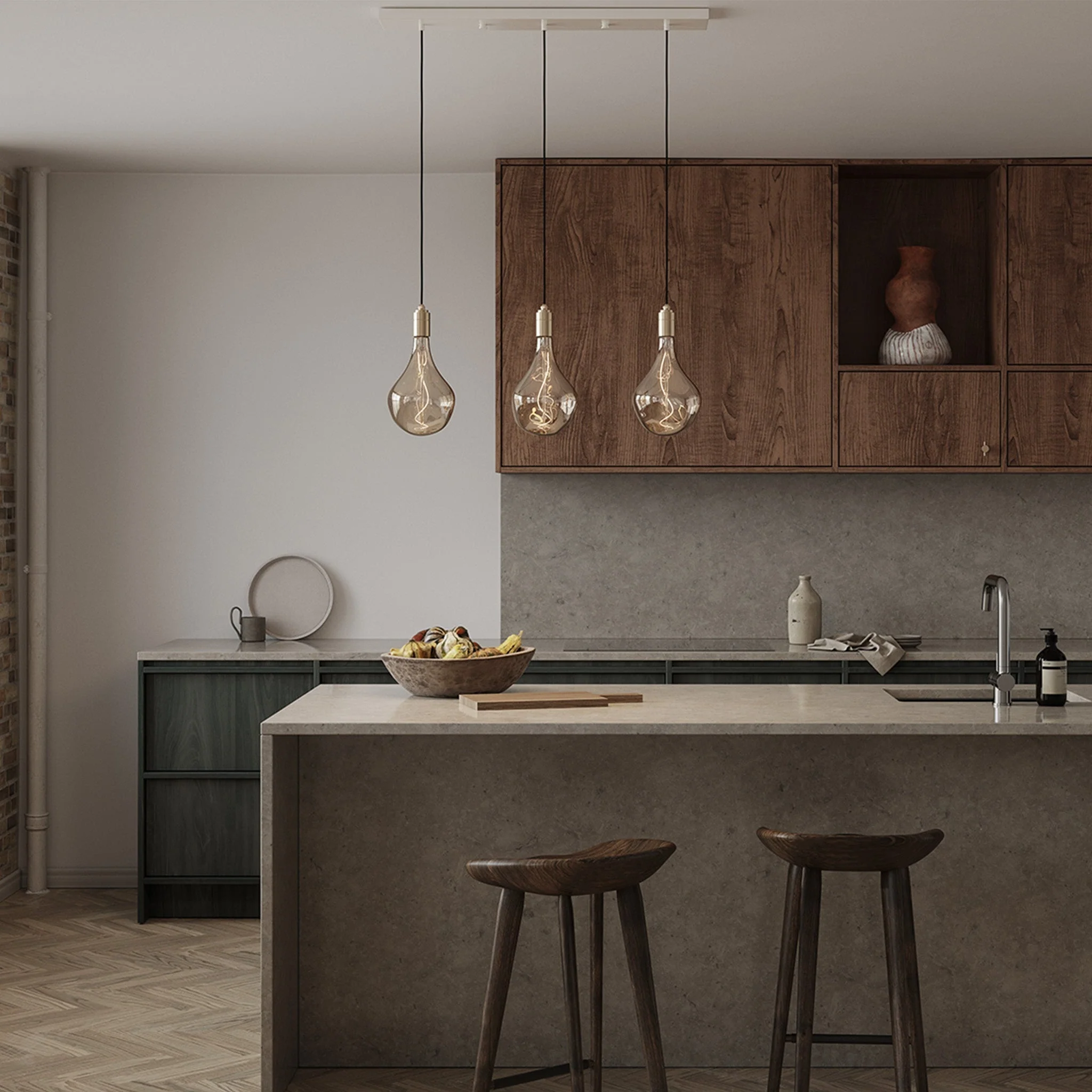 Linear Triple Pendant in Brass - Image 2