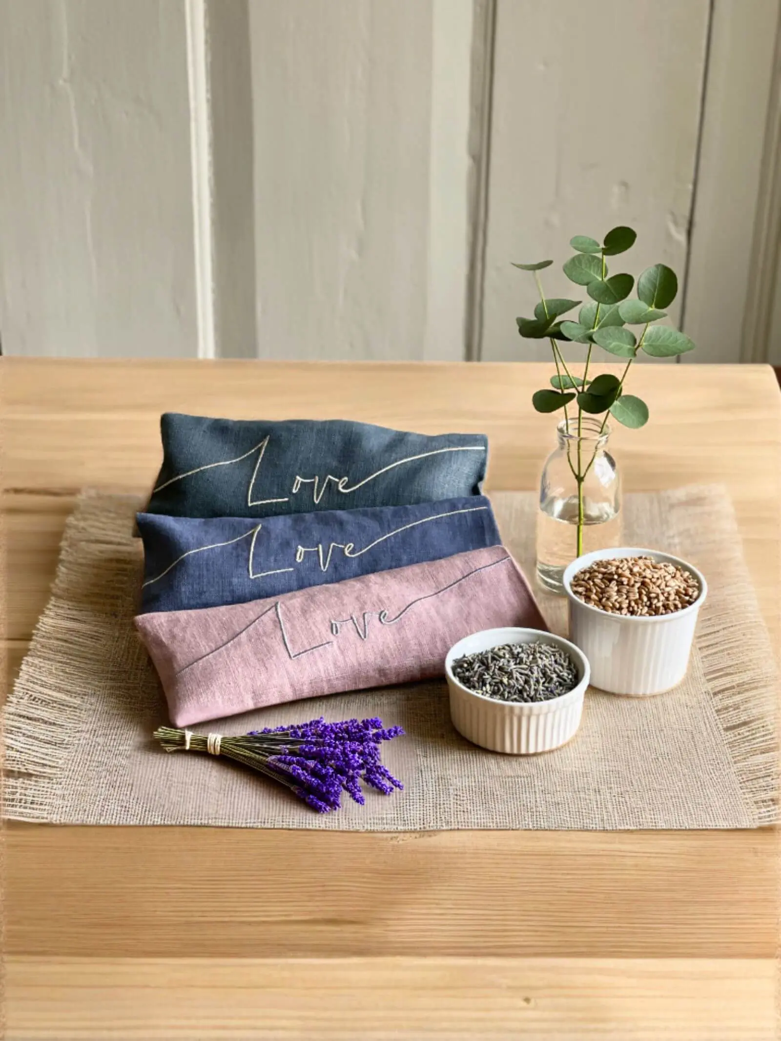 Love Embroidered Linen and Lavender Eye Pillow - Image 7