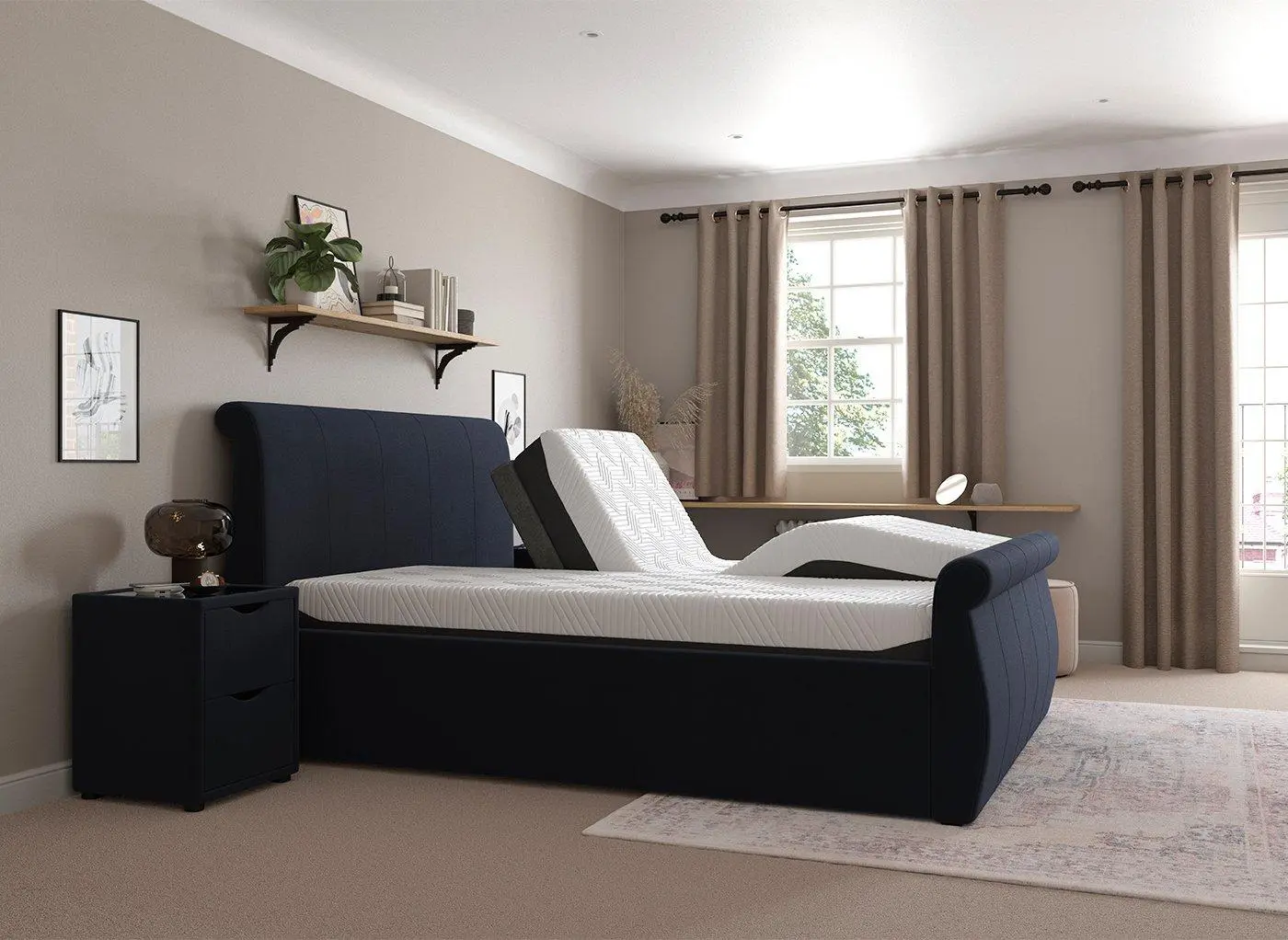 Lucia Sleepmotion 200 u&i Adjustable Upholstered Bed Frame - Blue
