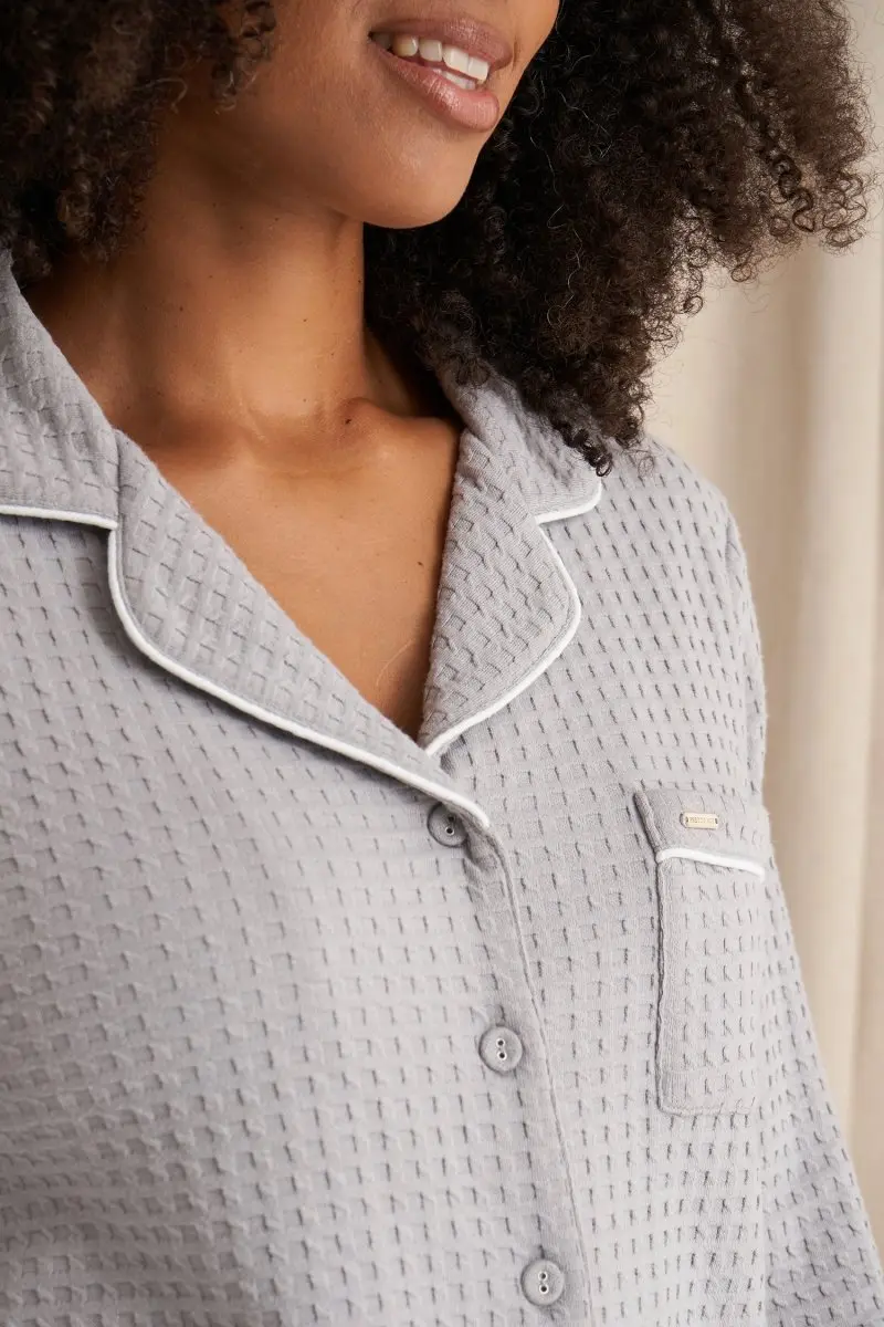 Luxury Suite Waffle PJ Set in Grey - Image 2