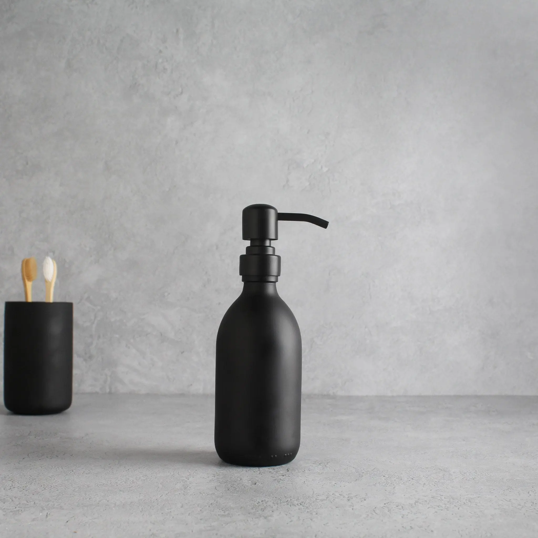 Matte Black Glass Dispenser Bottle With Matte Black Pump - Image 6