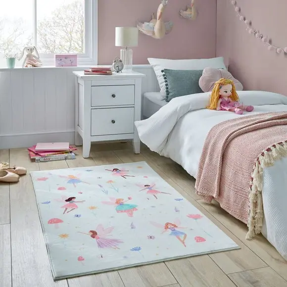 Meadow Fairies Washable Faux Fur Rug