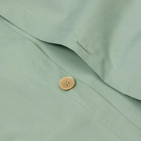 Mellow Green Washed Cotton Percale Duvet Cover - Image 4