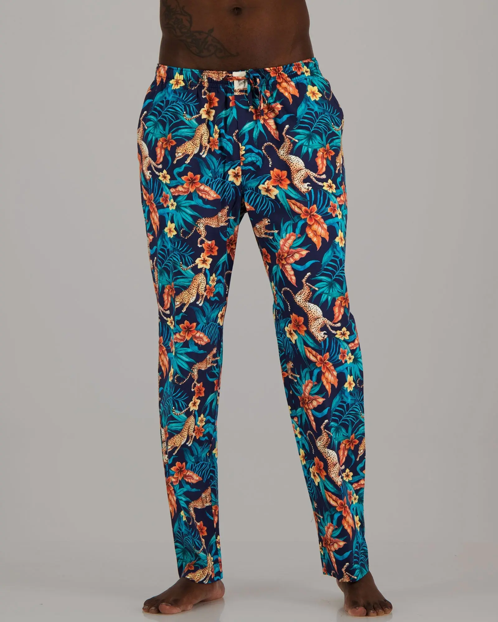 Mens Lounge Pants - Jungle Cheetahs Navy