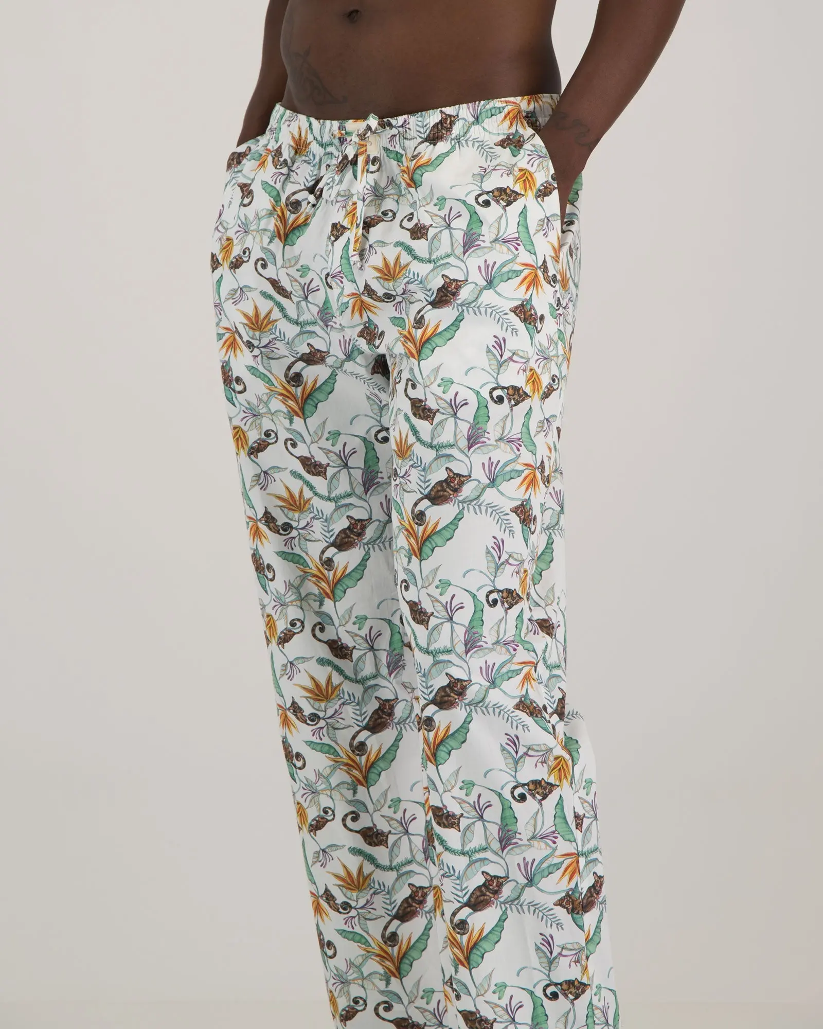 Mens Lounge Pants - Night Monkeys White - Image 3