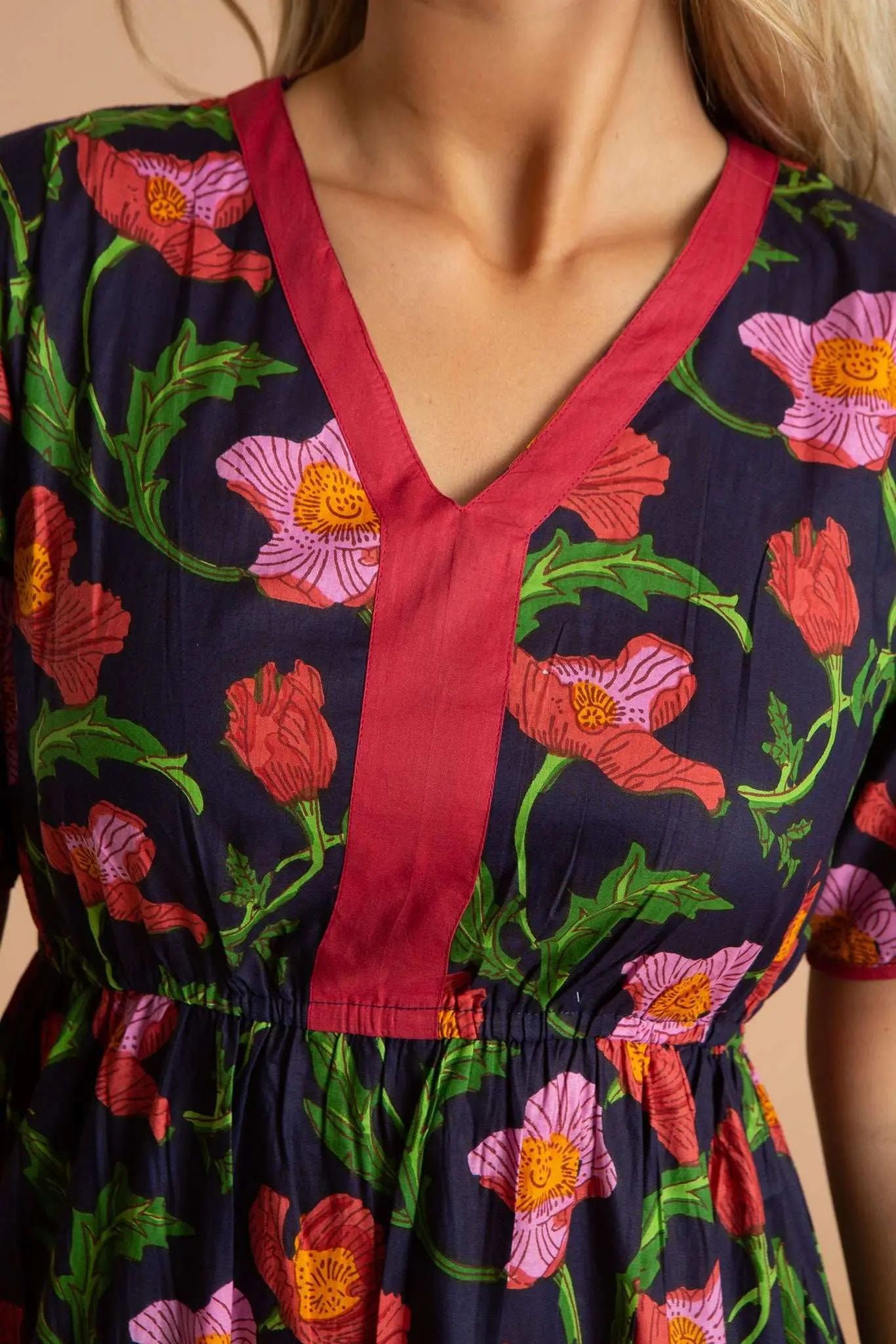 Midnight Sweetpea Floral Cotton Dress - Image 2